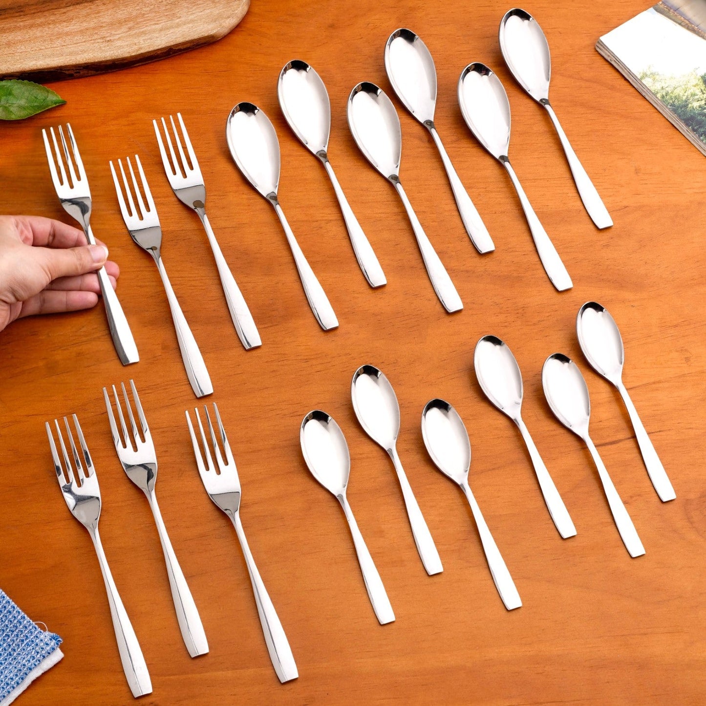 Modern Quenelle Stainless Steel Cutlery Set Of 18