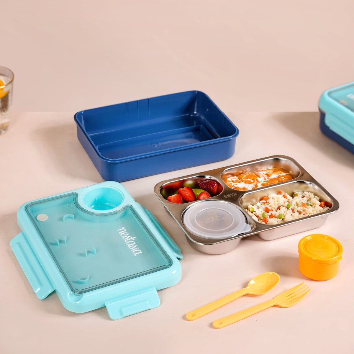 Bento Blue Stainless Steel Tiffin Box 950ml