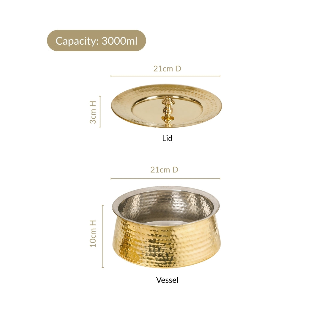 Pure Brass Handi Cooking Pot With Lid 3000ml