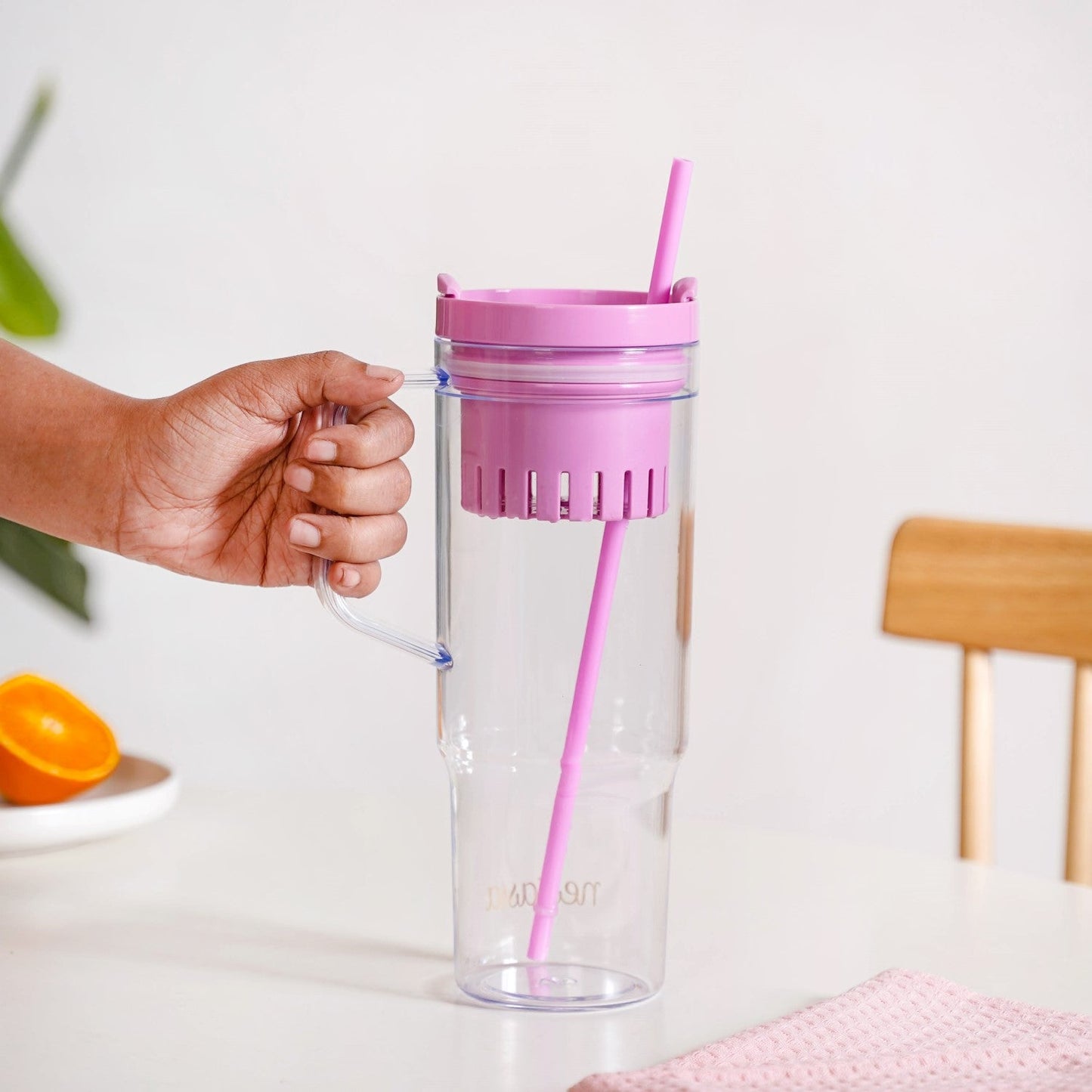 Citrify Large Spillproof Water Bottle With Fruit Infuser Pink Flamingo 1210ml