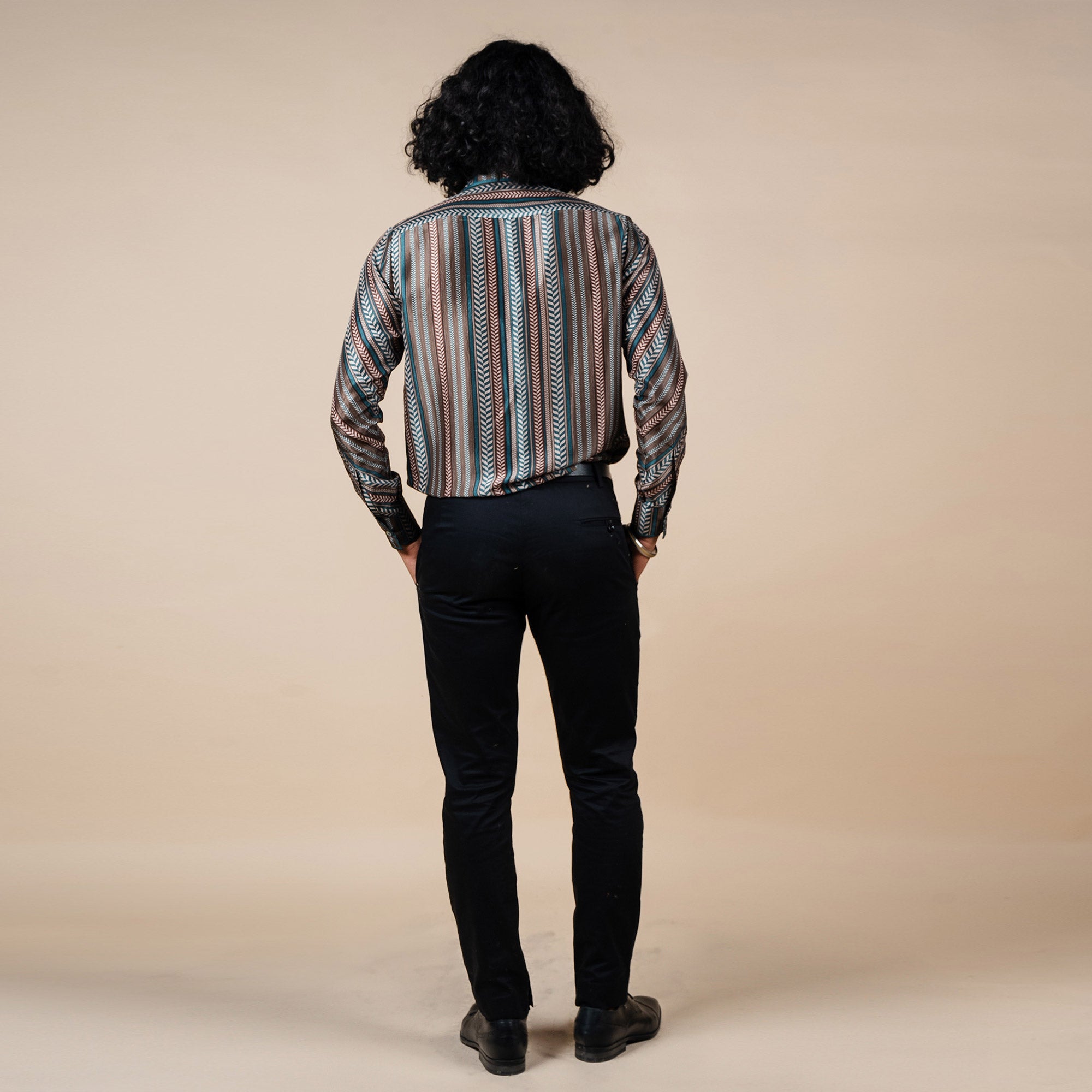 Turquoise - Brown Chevron Shirt | PANJ