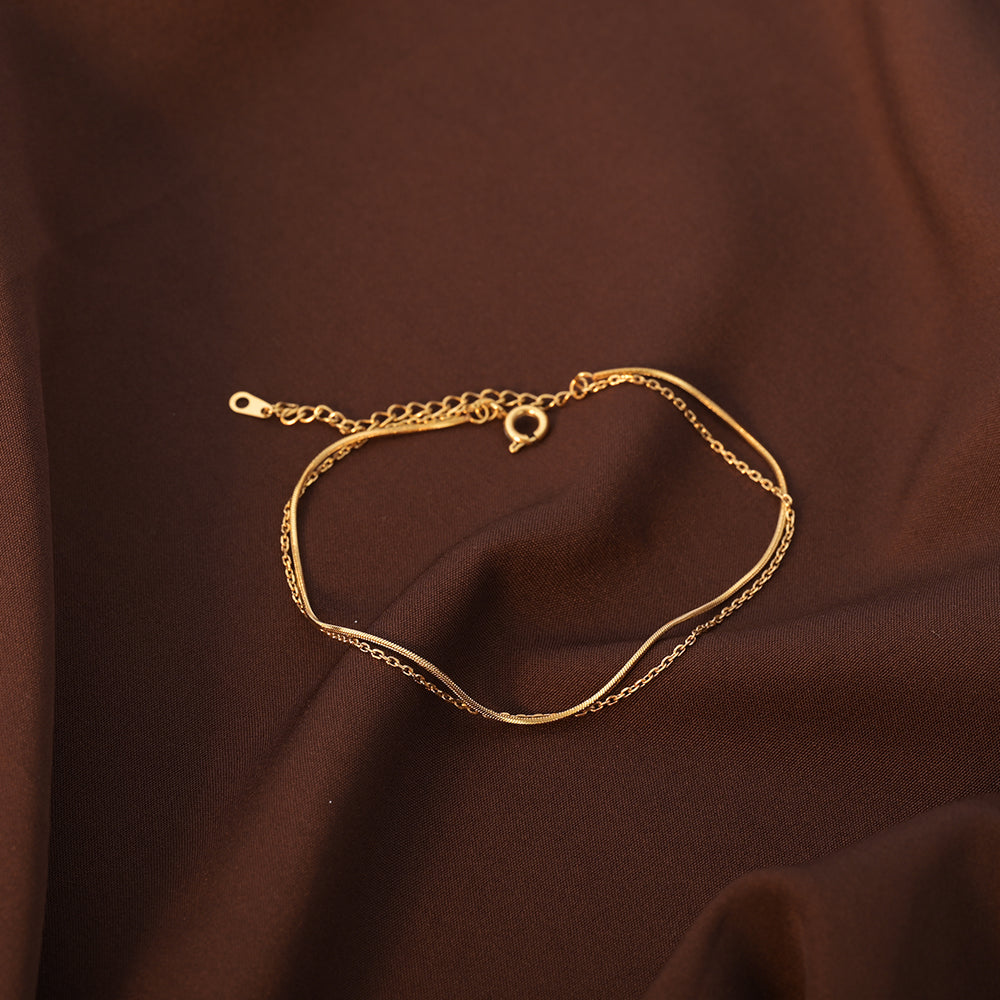 Two Layered Solid Cable Anklet