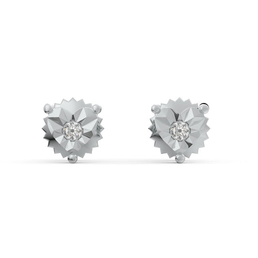 Heart Solitare 925 Sterling Silver Lab Grown Diamond Stud Earrings