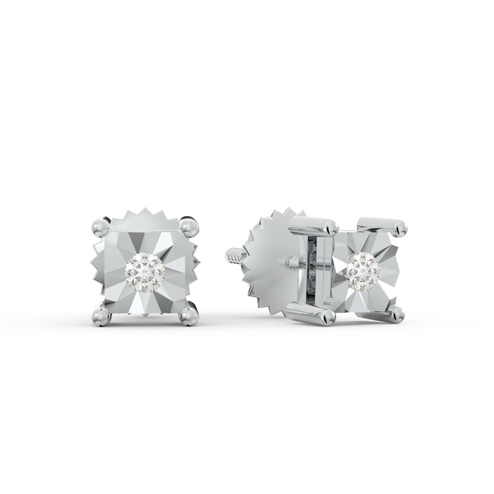 Timeless Solitaire 925 Sterling Silver Lab Grown Diamond Stud Earrings