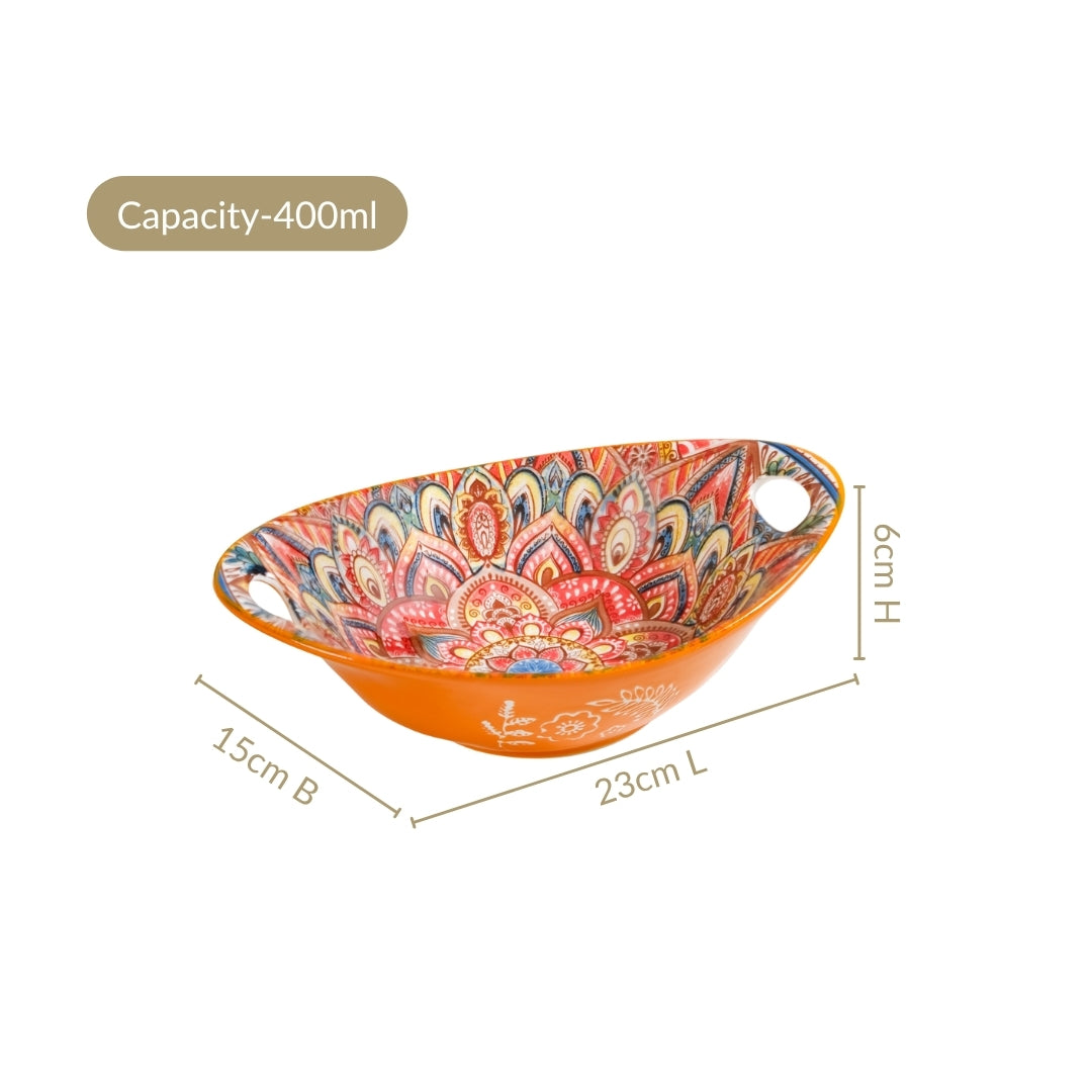 Mandala Melange Ceramic Serving Platter Orange 400ml