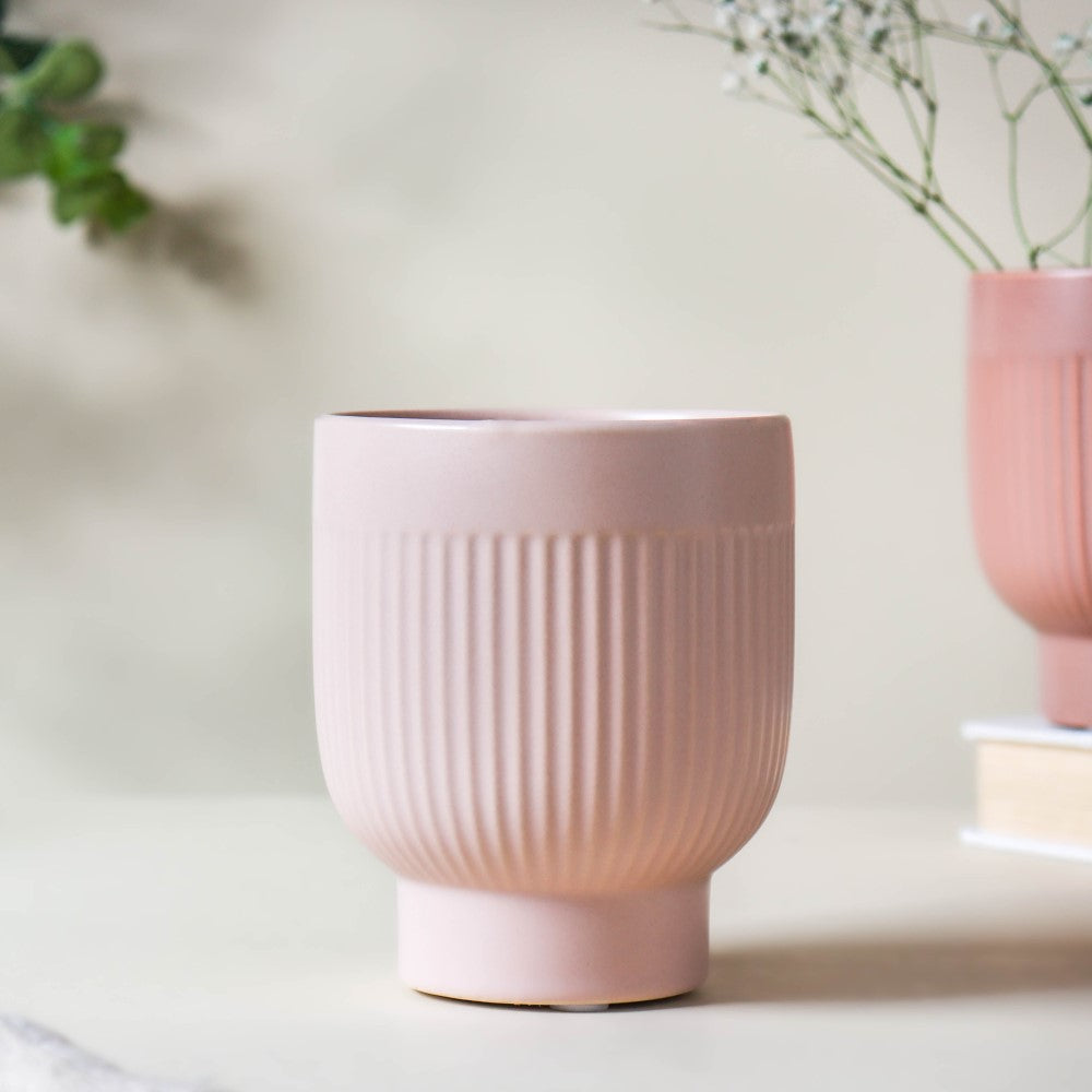 Ribbed Ceramic Vase
