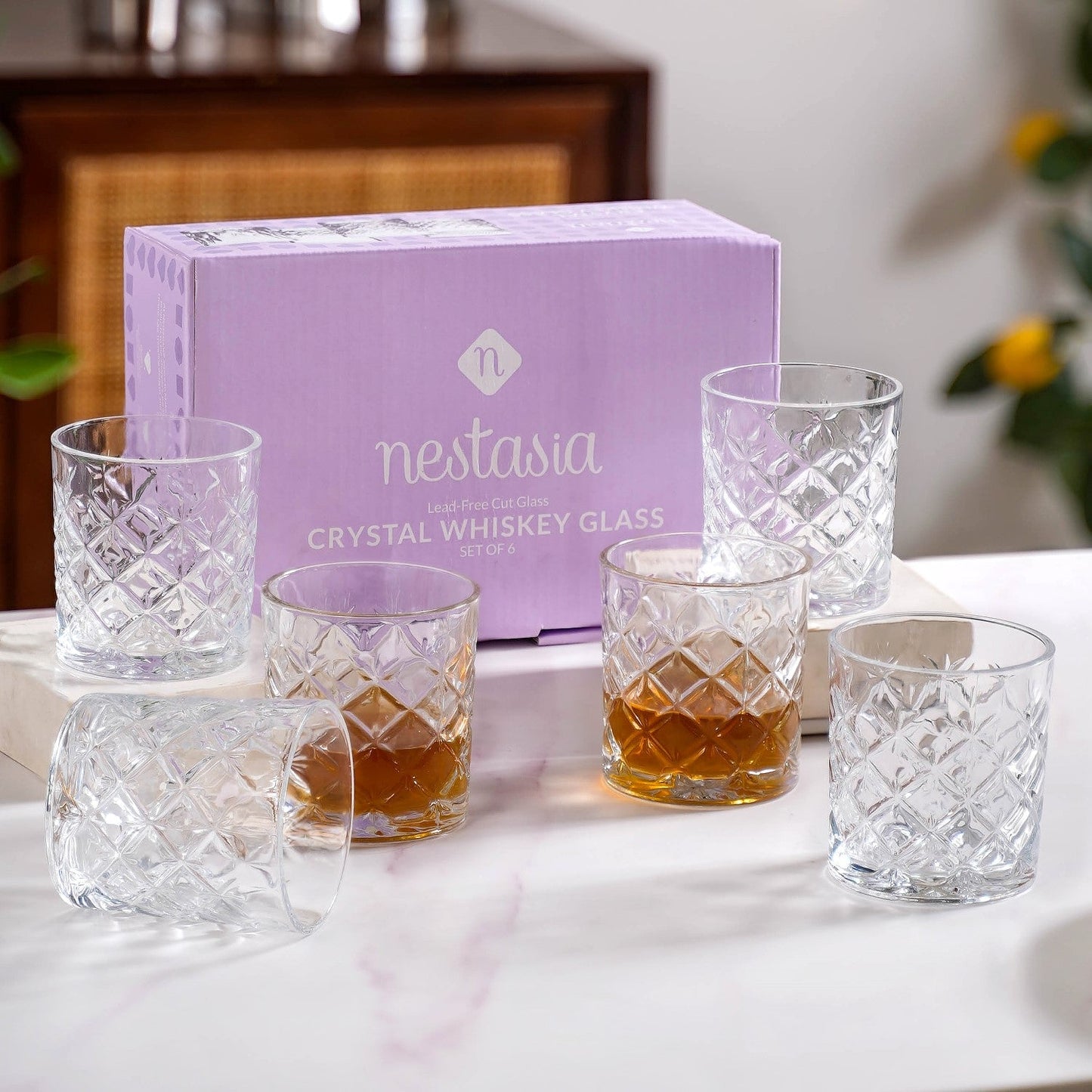 Scotch Glass Crosshatch Pattern Set Of 6 230ml