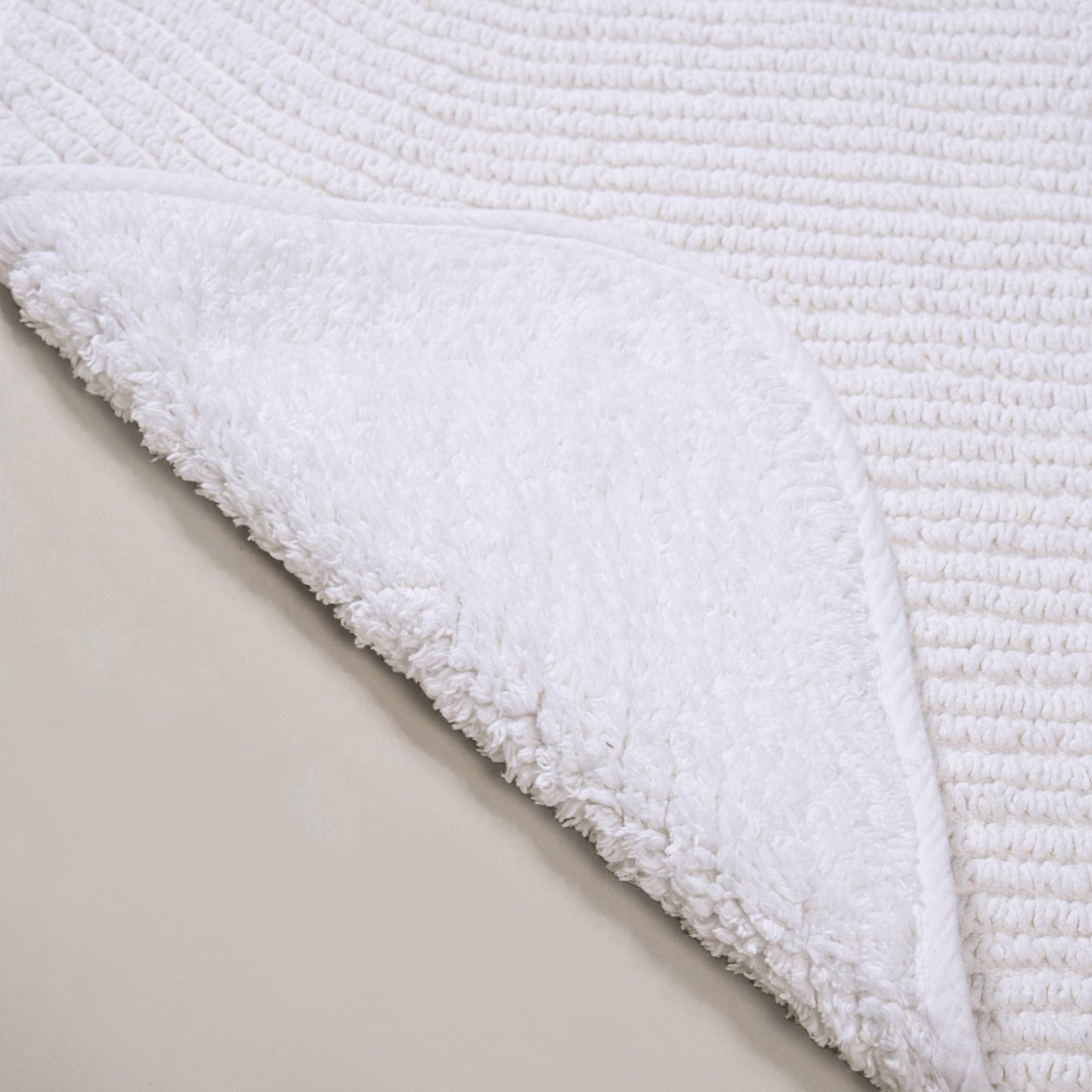 Ribbed Cotton Reversible Floor Mat White 82x50cm