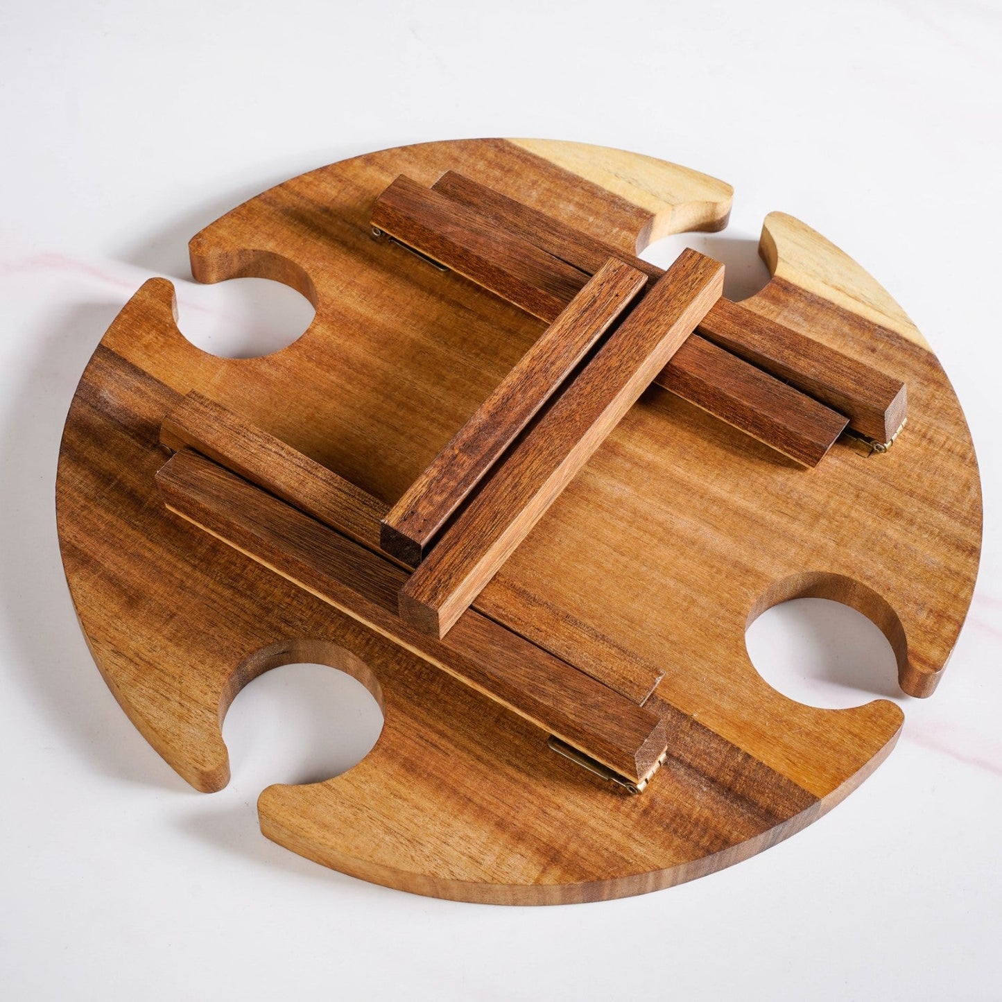 Acacia Wood Wine And Cheese Serving Tray Table