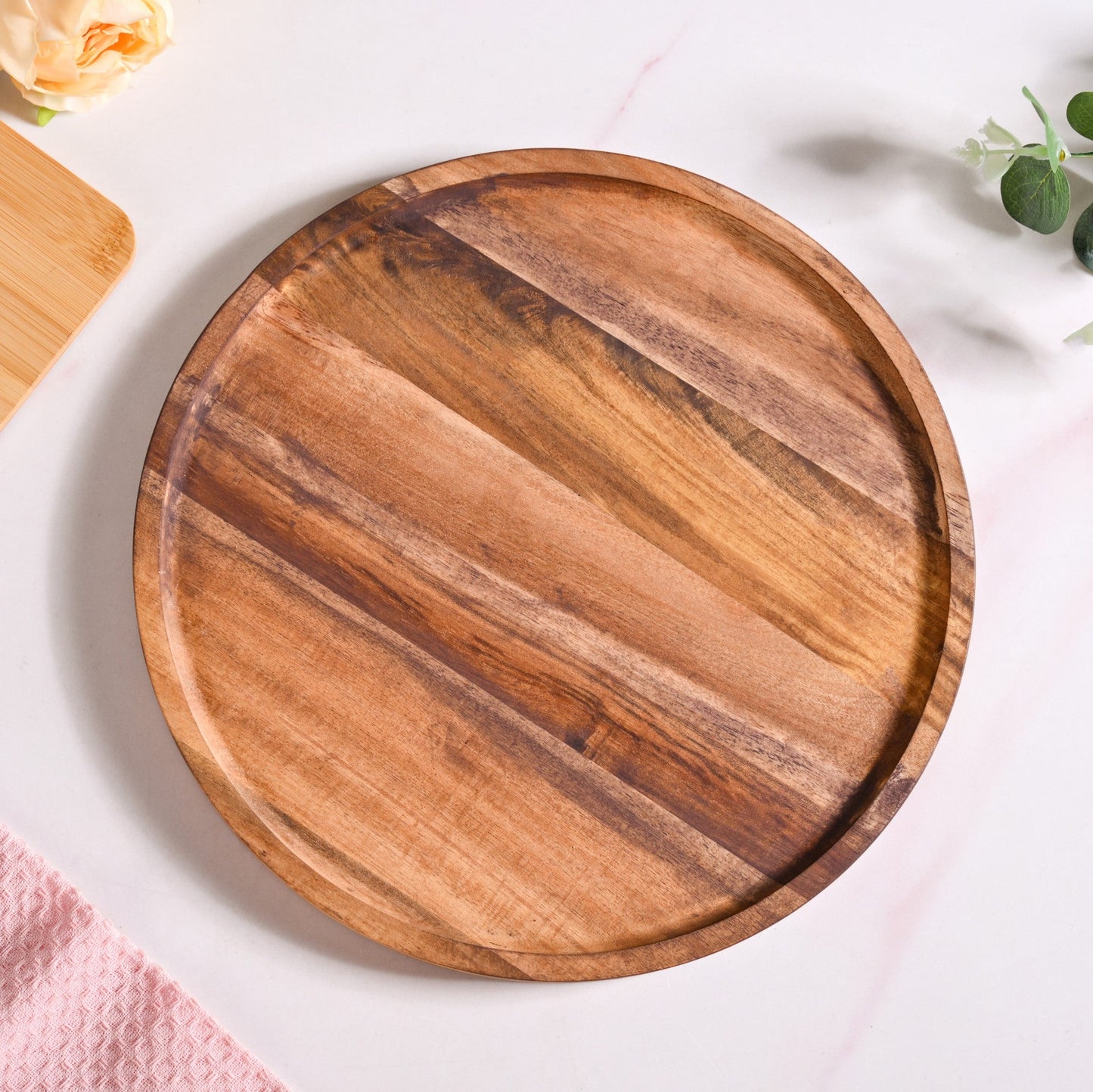 Acacia Wood Dessert Stand With Glass Cloche 26cm
