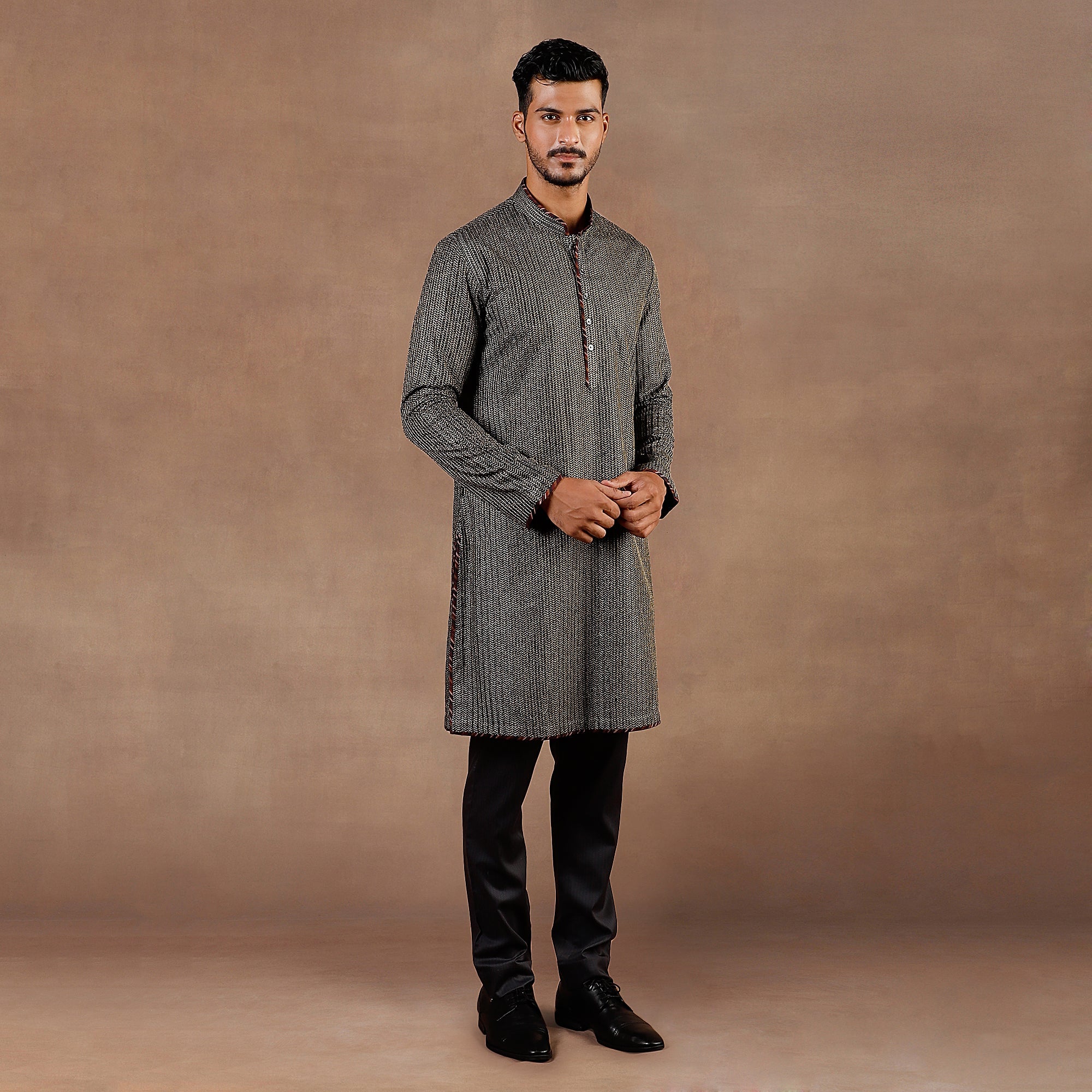 Antique Silver - Black Kurta Set | EAST