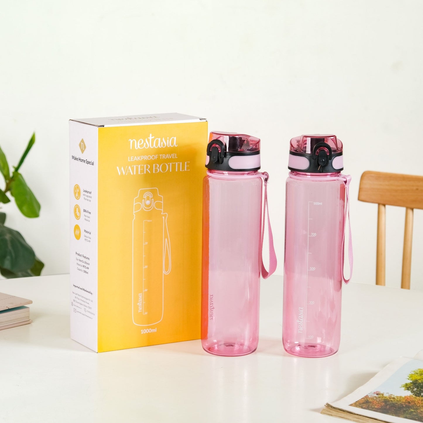 Aqualite Spillproof Water Bottle Set Of 2 Coral Sunset 1000ml