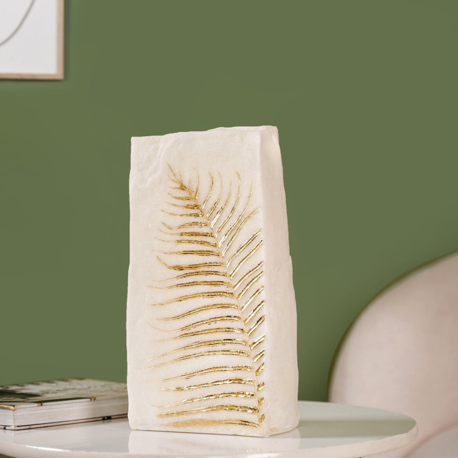 Palm Leaf Stone Finish Flower Vase