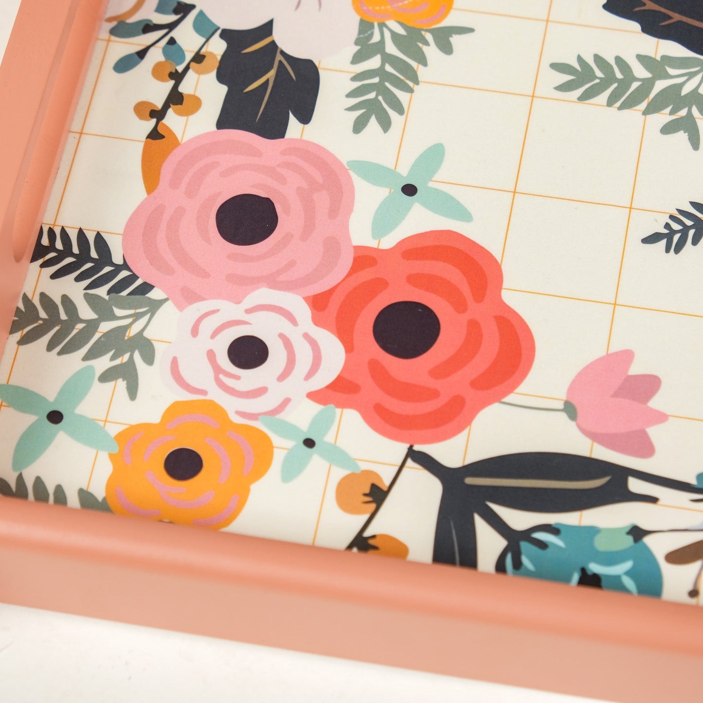 Flower Bouquet Nested Wooden Tray Set Of 2