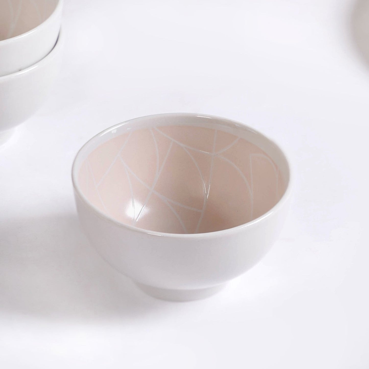 Monvia Pastel Pink Art Deco Style Snack Bowl Set Of 4 325ml