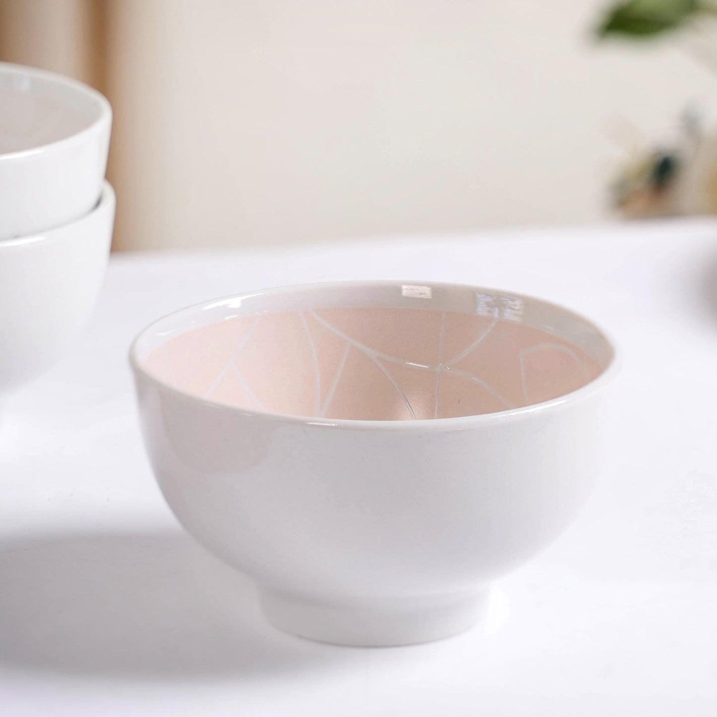 Monvia Pastel Pink Art Deco Style Snack Bowl Set Of 4 325ml