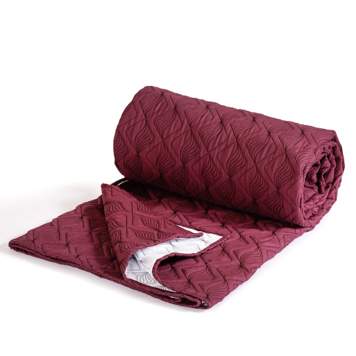 Marsala Embroidered 210TC Cotton Bed Cover With 2 Pillow Covers