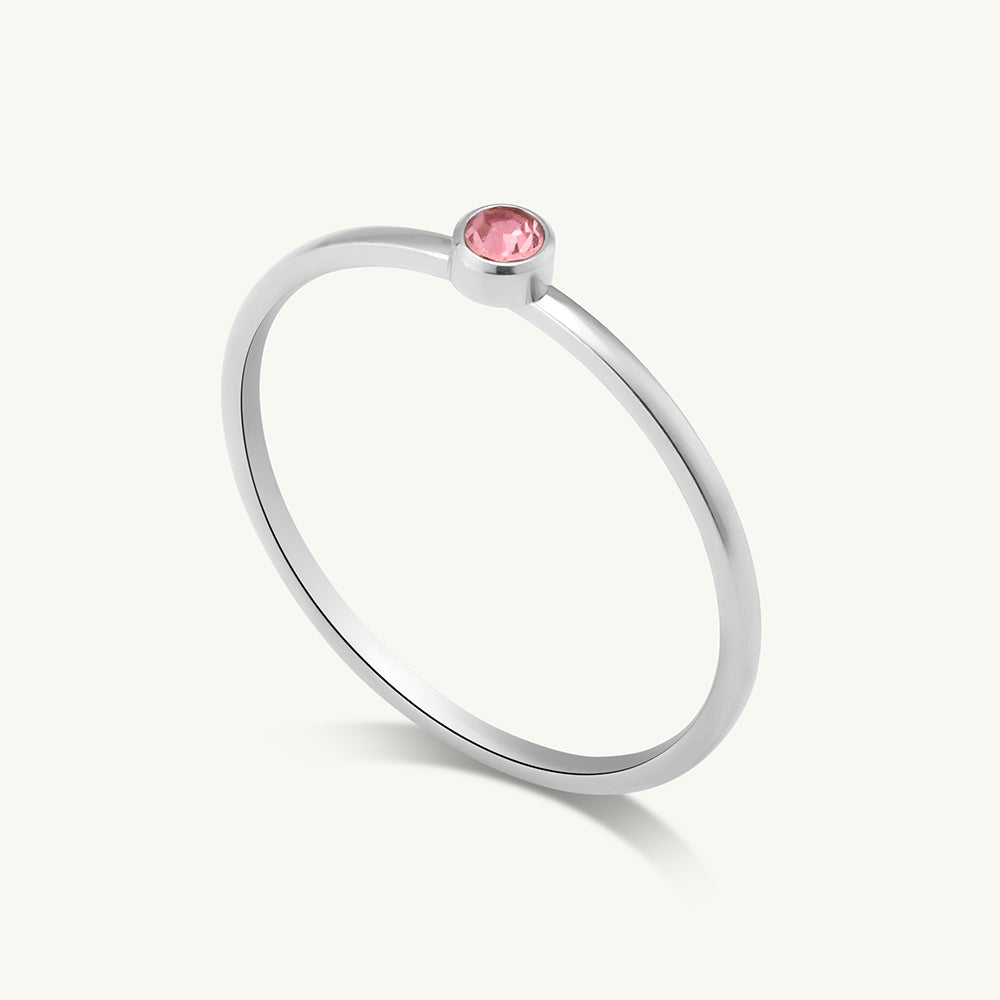 Cute Birthstone Ring | 18k White Gold Plated