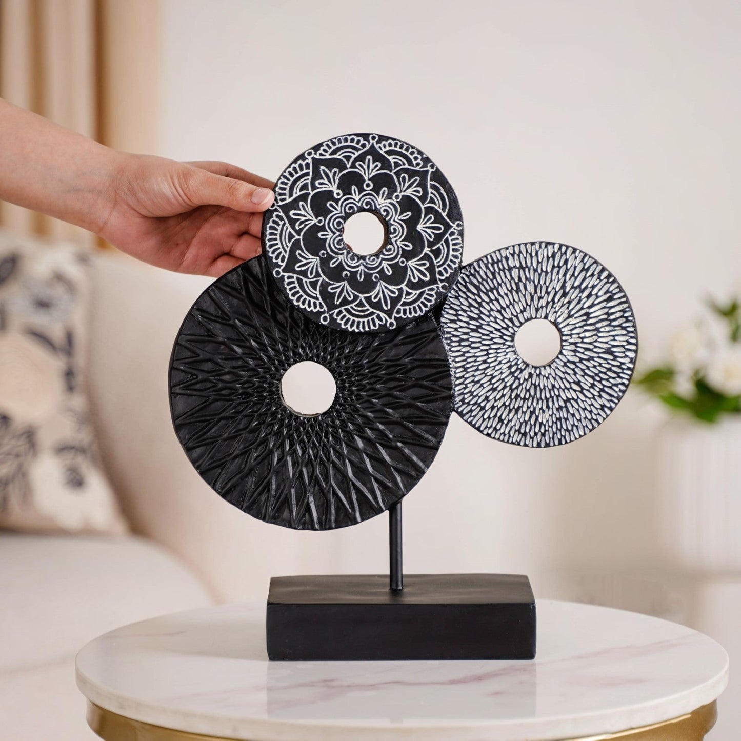 Black Mandala Trio Showpiece