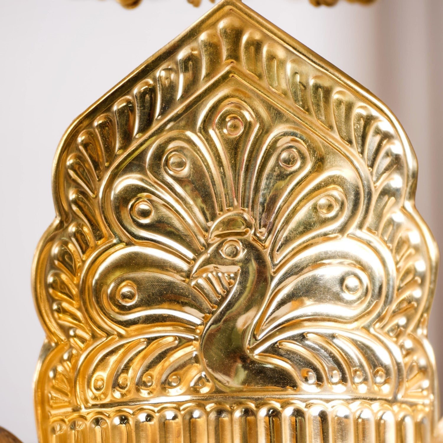 Brass Krishna Singhasan With Lotus And Peacock Embossing