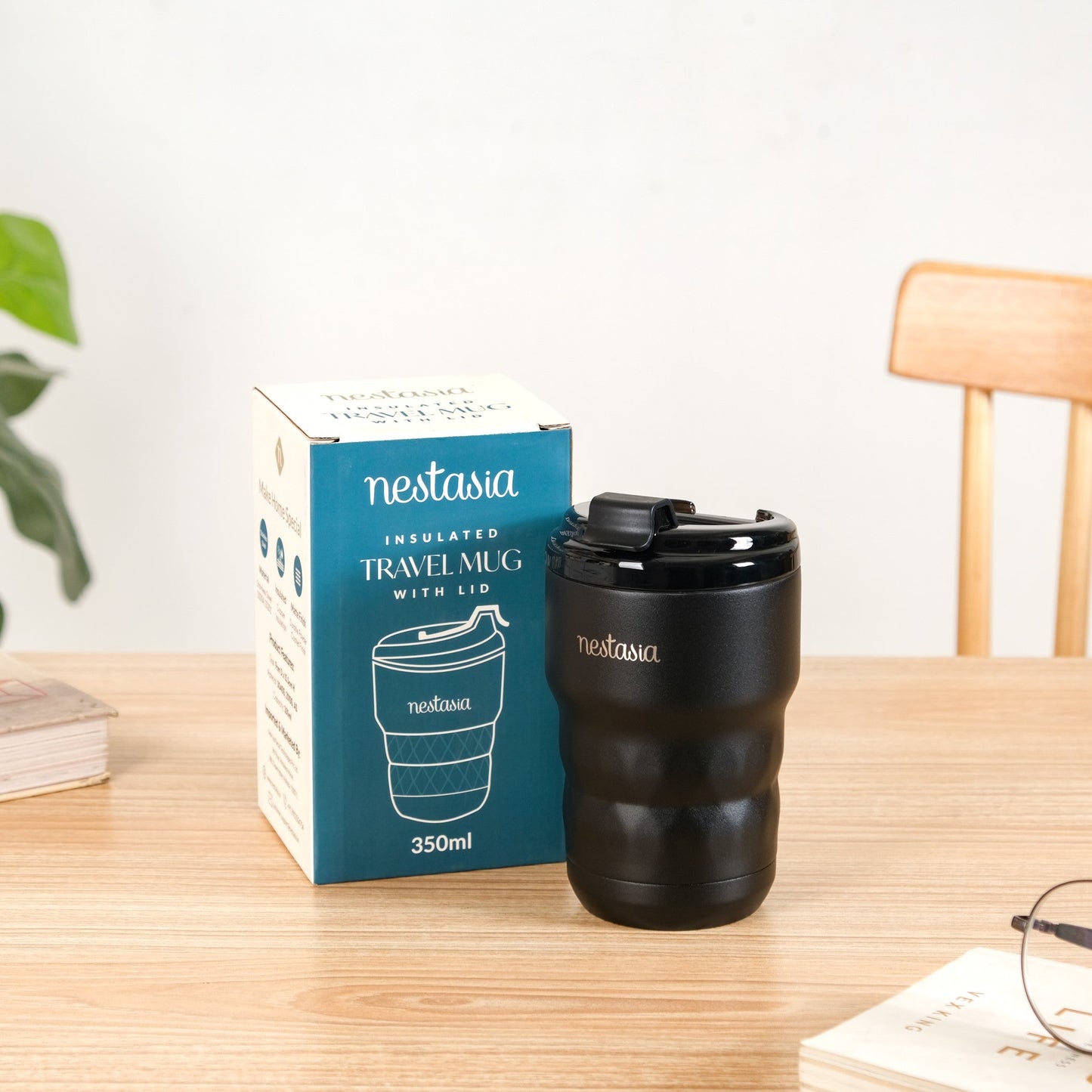 Brewster Stainless Steel Spill Proof Coffee Tumbler Black Noir 350ml