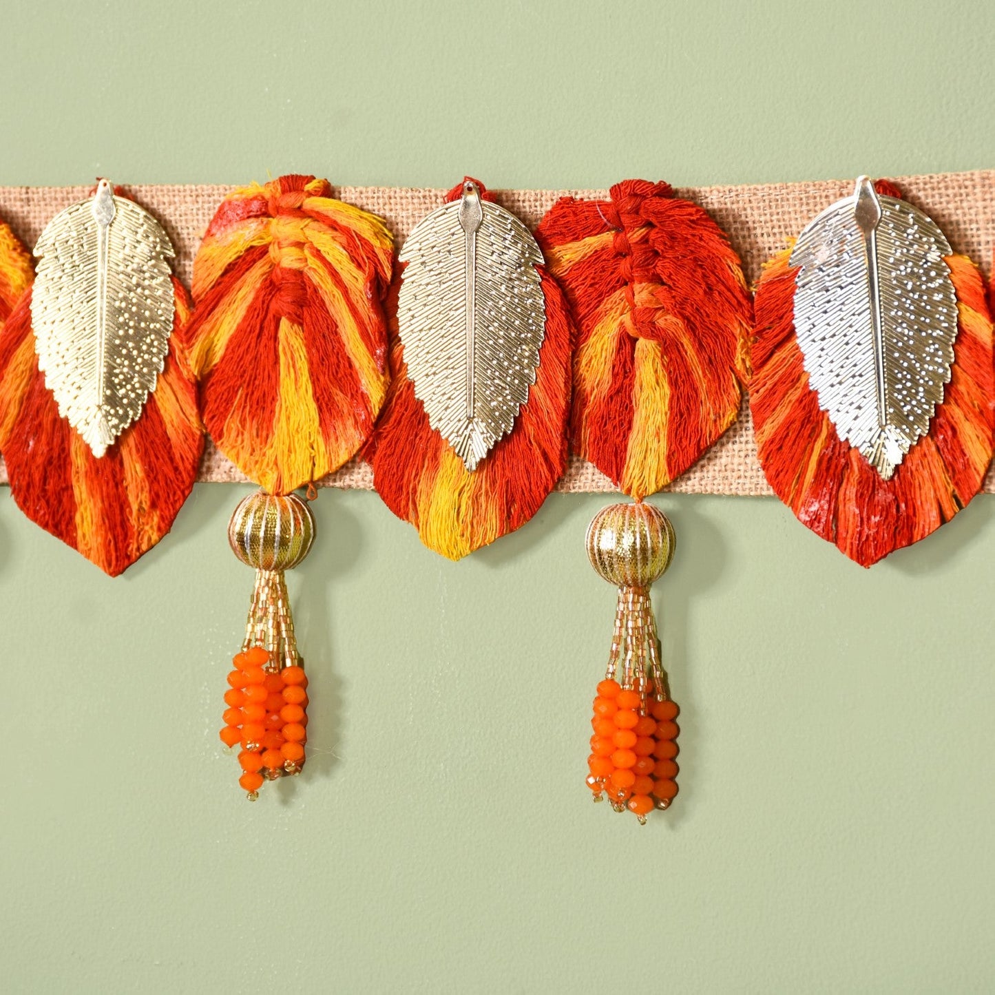 Metal Leaf Embellished Festive Wall Decor
