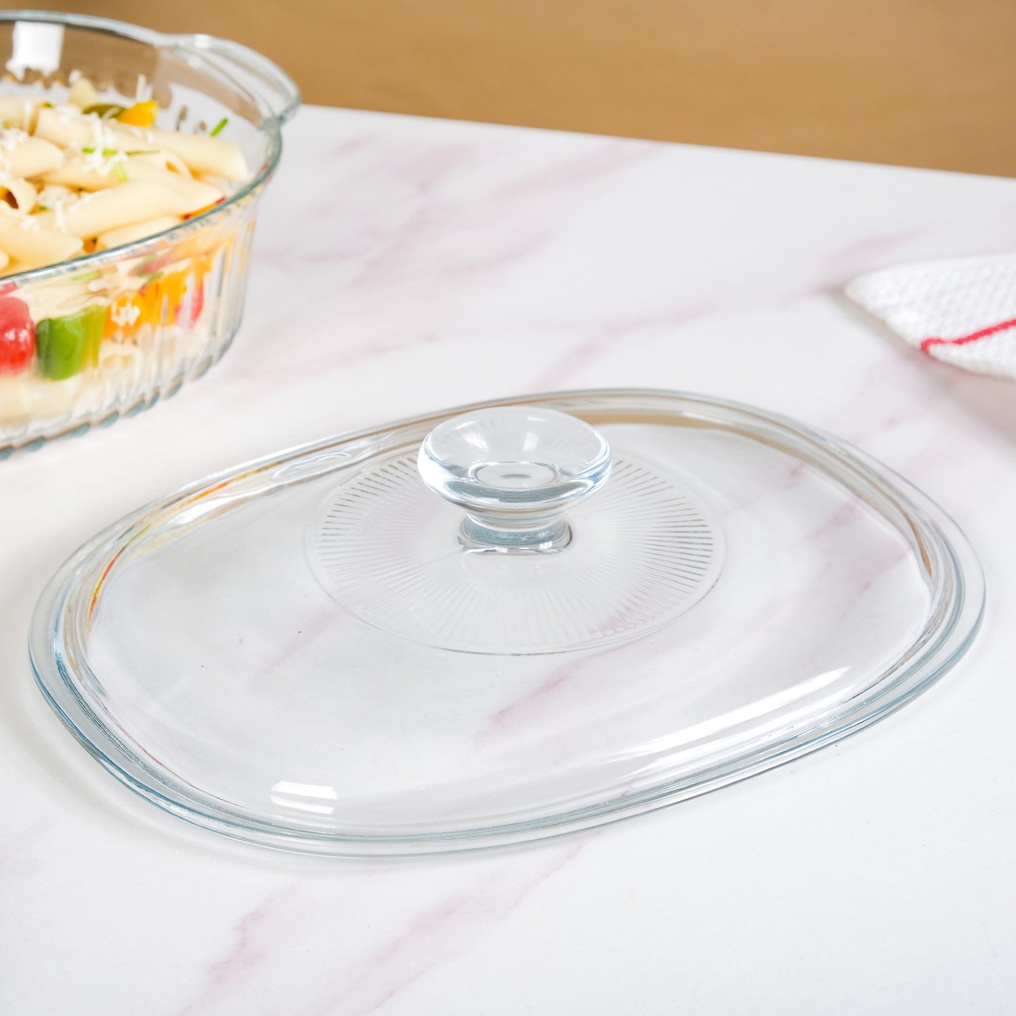 Fluted Glass Casserole Dish With Lid 1600ml