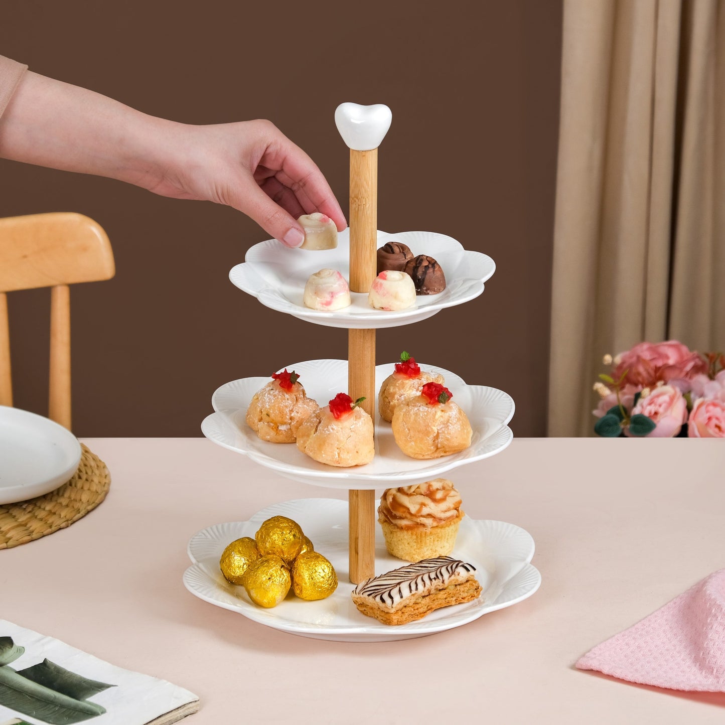 Blanca White Ceramic 3 Tier Cake Stand