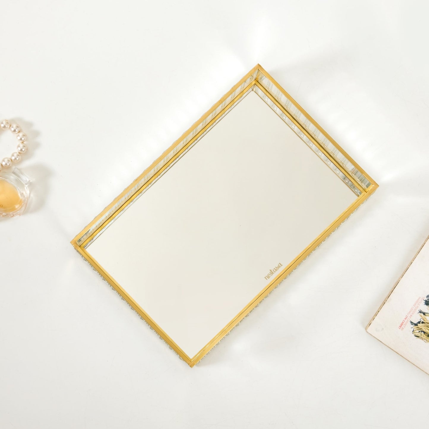 Modern Gold Edge Glass Decorative Tray Small