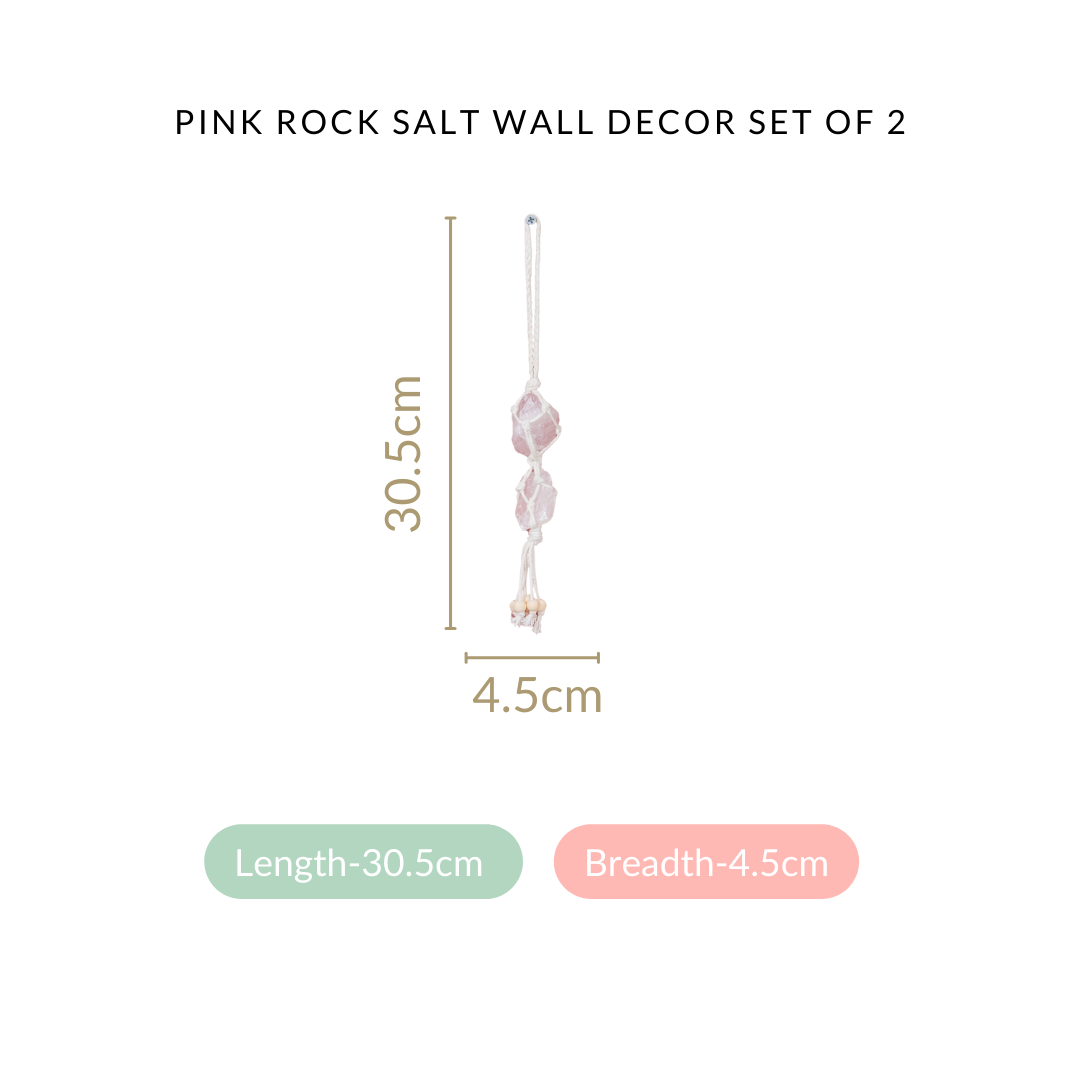 Pink Salt Crystal Macrame Hanging Set Of 2
