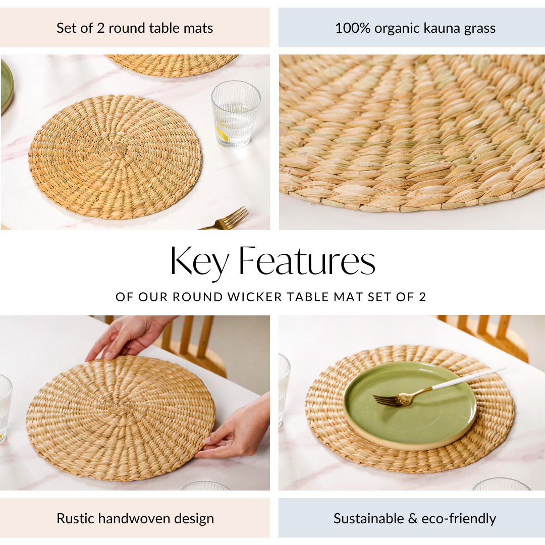 Round Wicker Table Mat Set Of 2 12 Inch