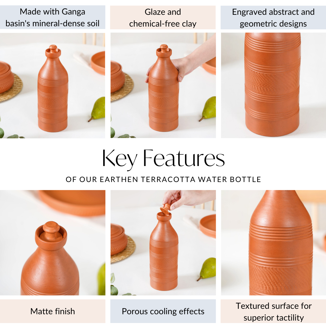 Earthen Clay Water Bottle 850ml