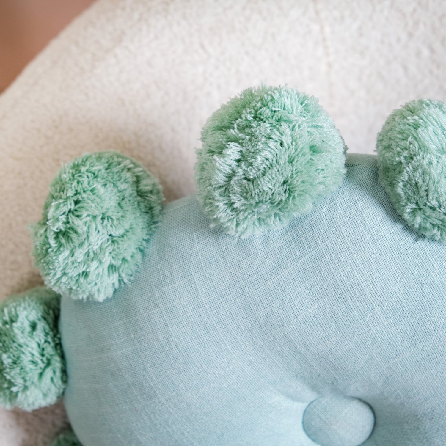 Pom Pom Round Cushion Mint Green 17 Inch