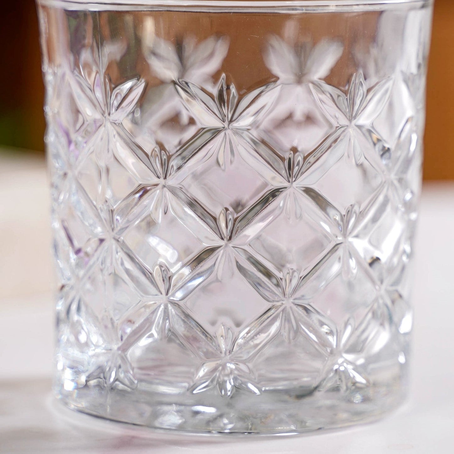 Luxury Whiskey Glass Crosshatch Pattern Set Of 6 310ml