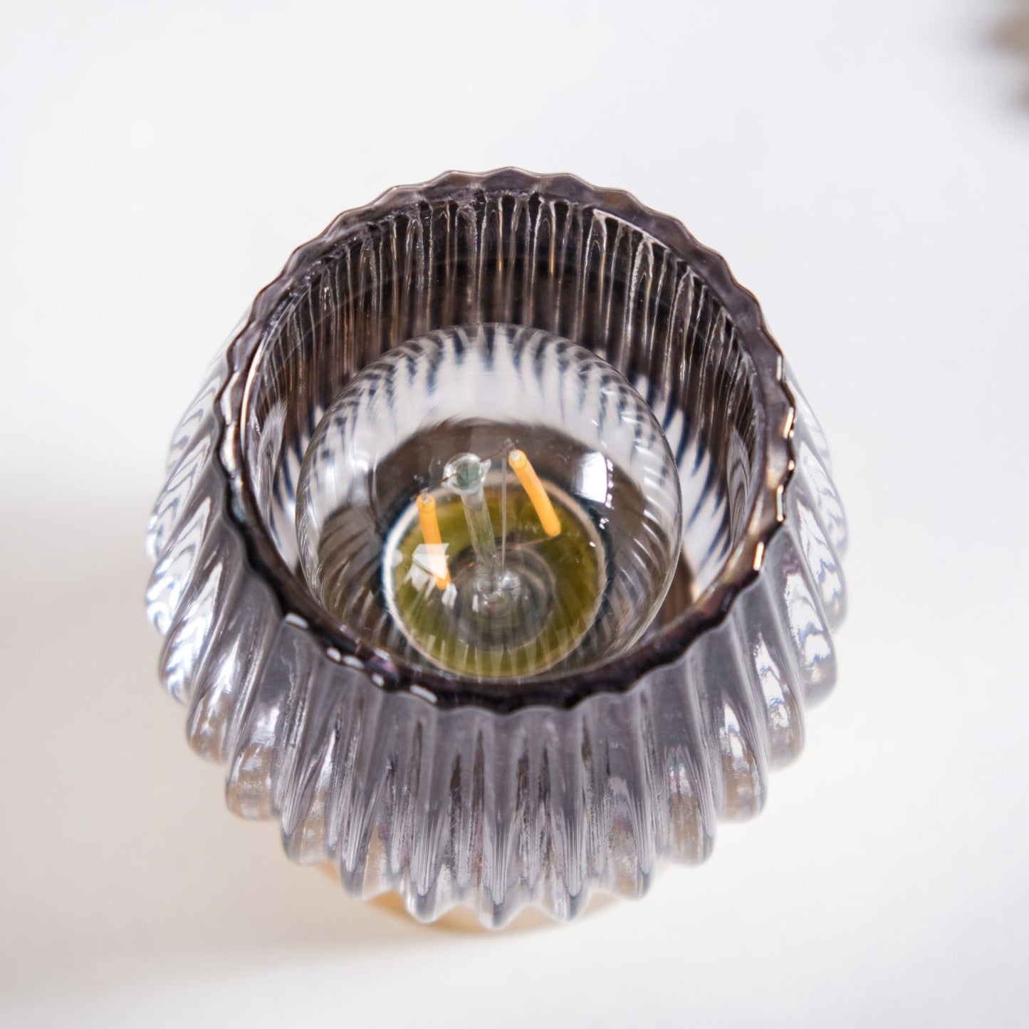 Grey Glass Tulip Battery Lamp With LED Light Bulb