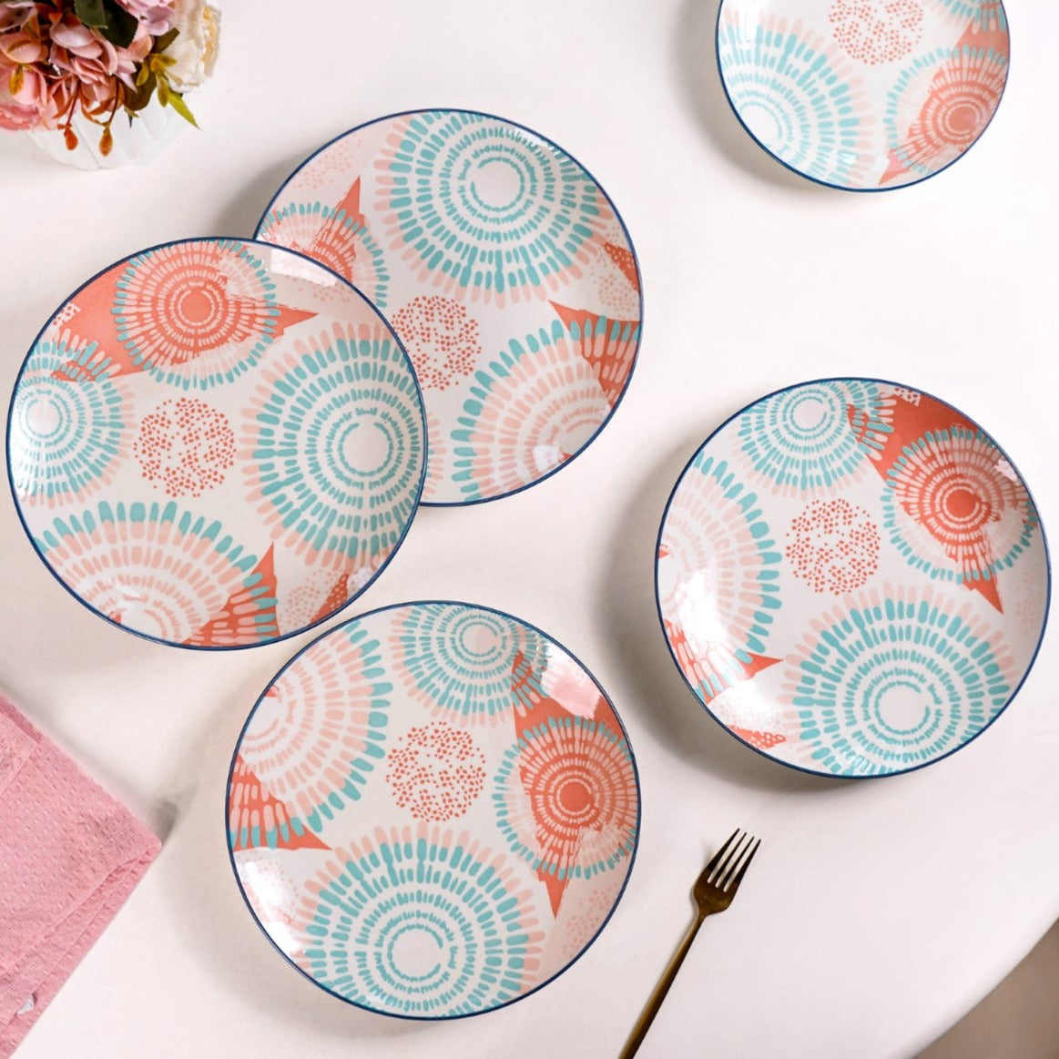 Pastel Dinner Plates Set Of 4 10Inch
