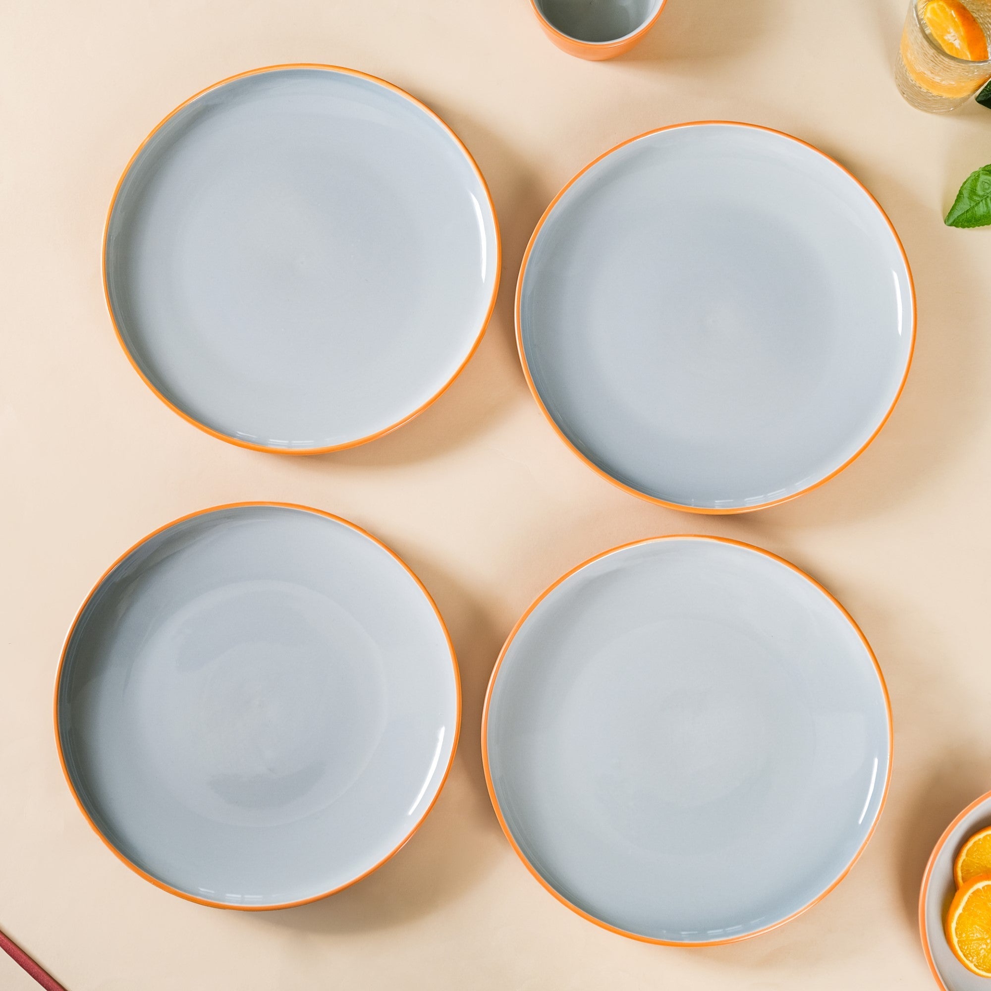 Orange Zoella Set Of 4 Dinner Plates 10 Inch