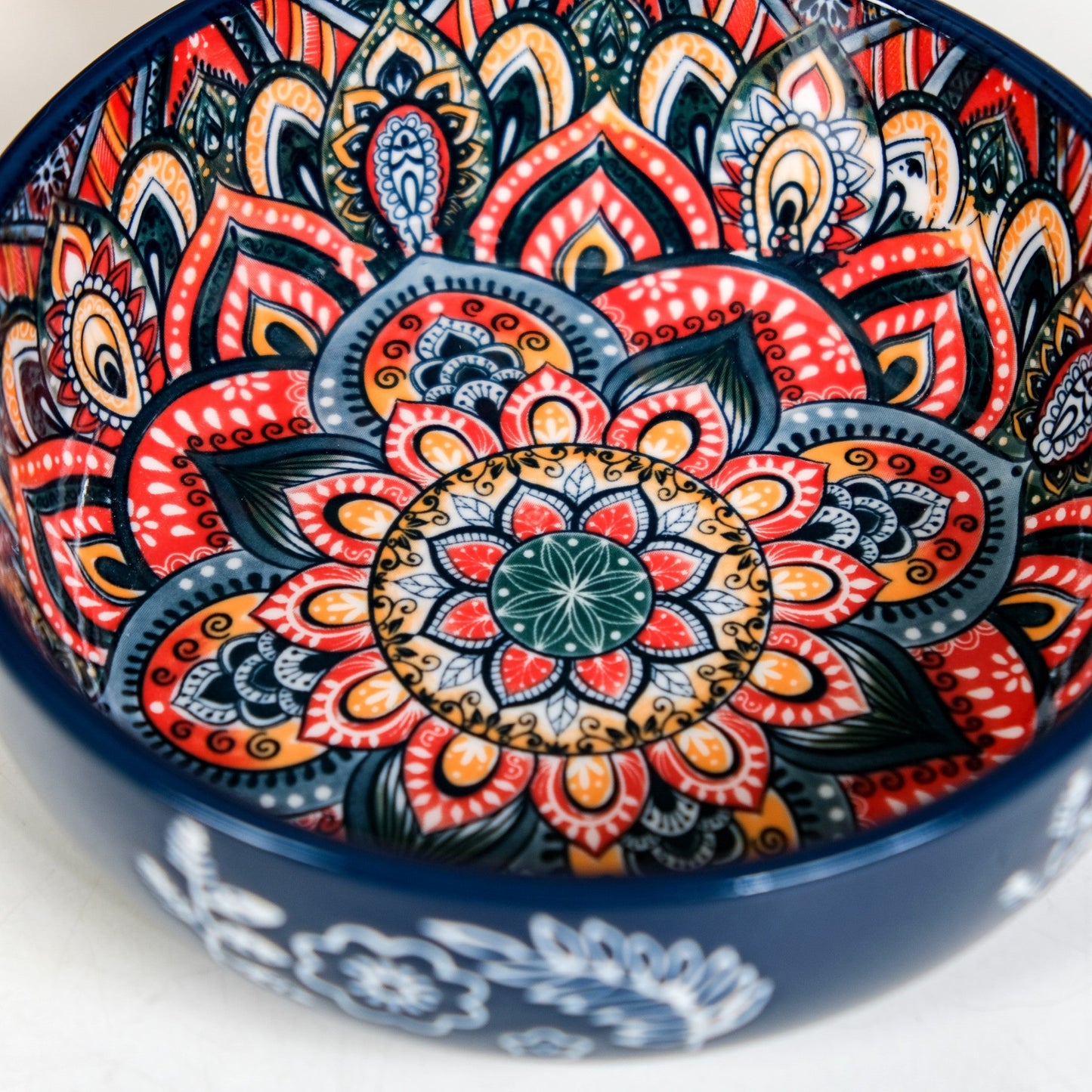 Mandala Melange Dish Bowl With Handle Blue 600ml
