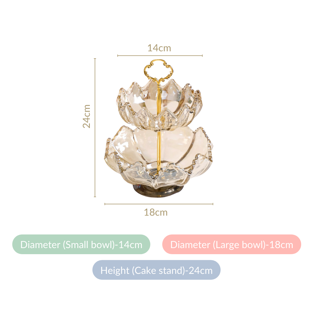 Glass 2 Tier Decorative Bowl Stand
