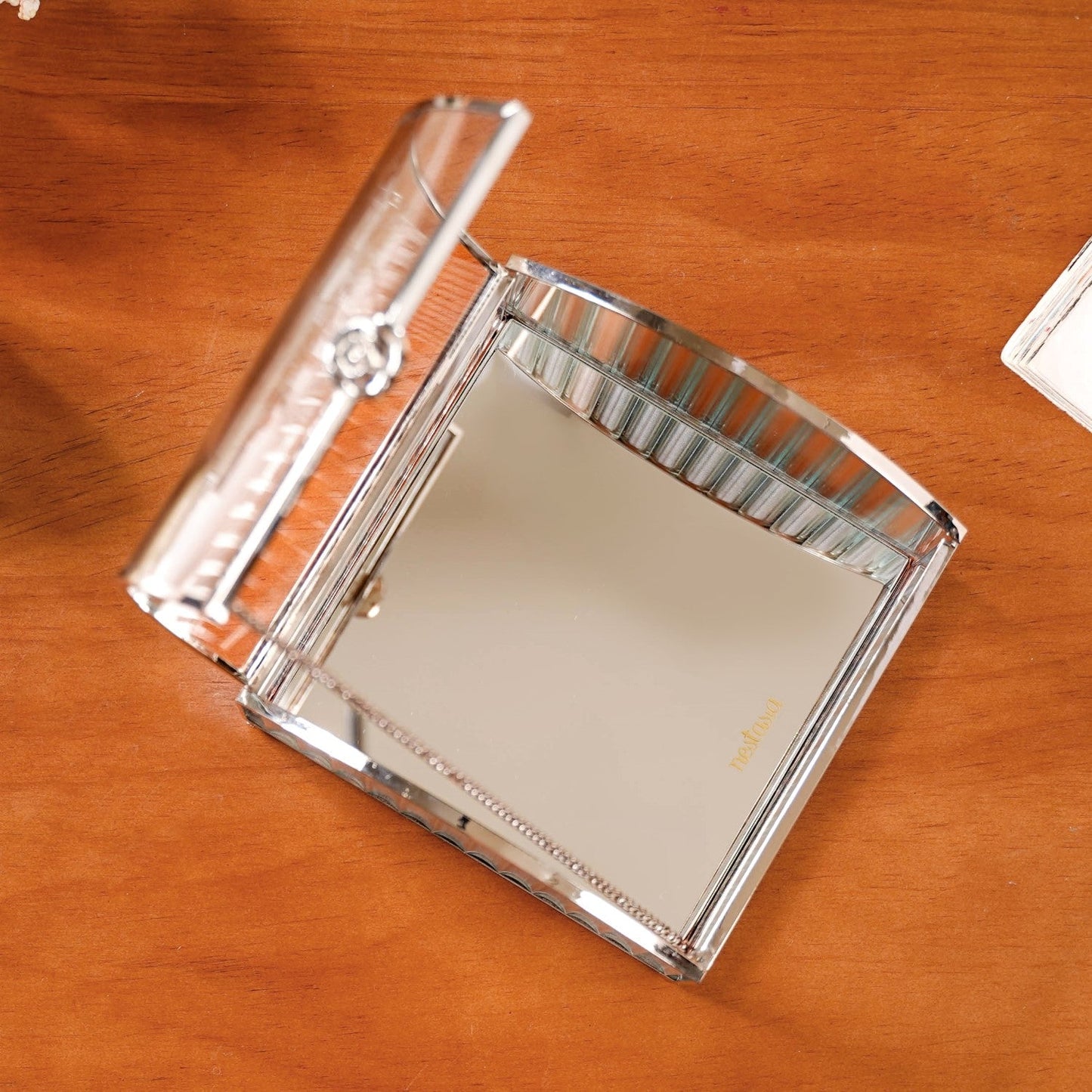 Glass Jewellery Box With Silver Frame