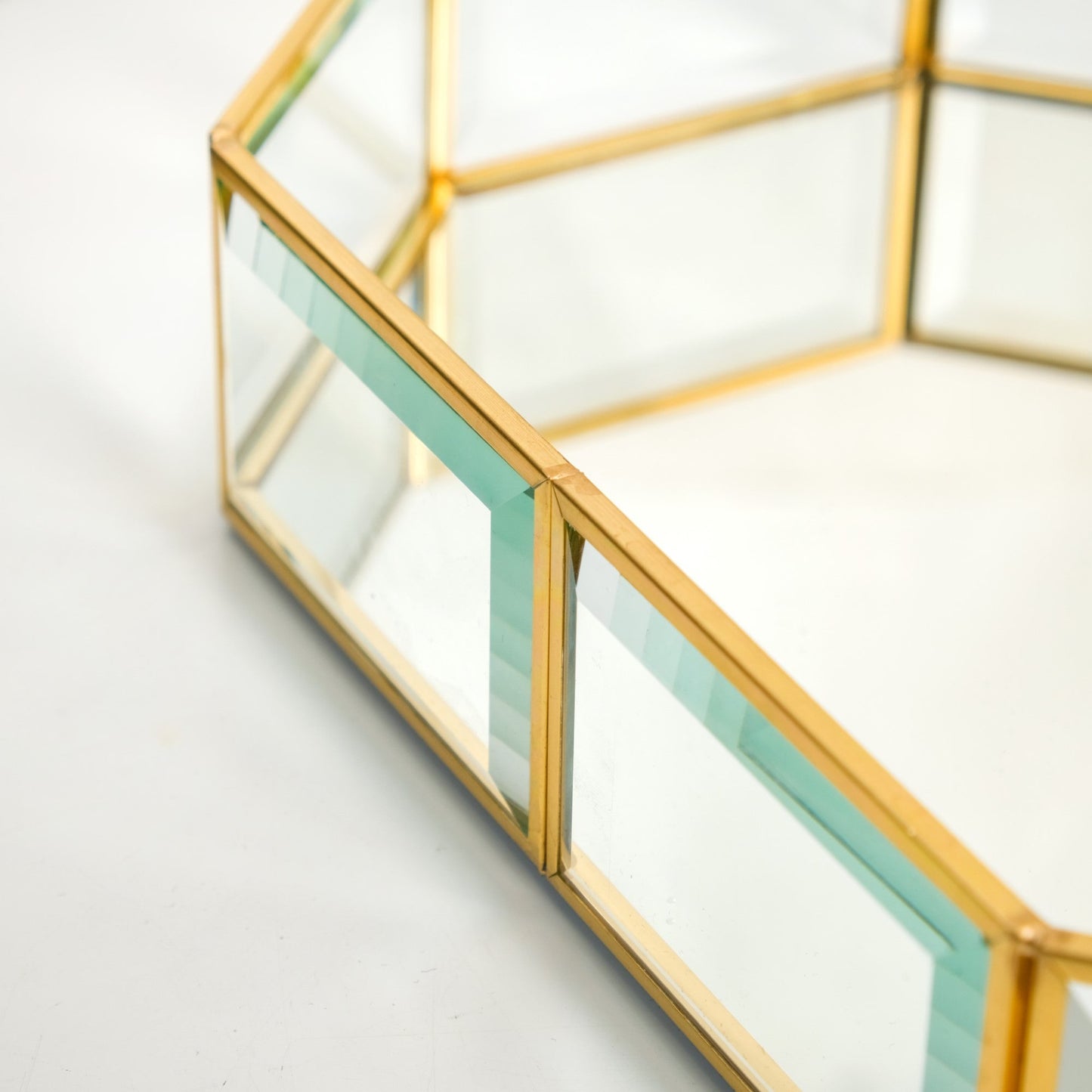 Luxe Geometric Mirror Vanity Tray Gold