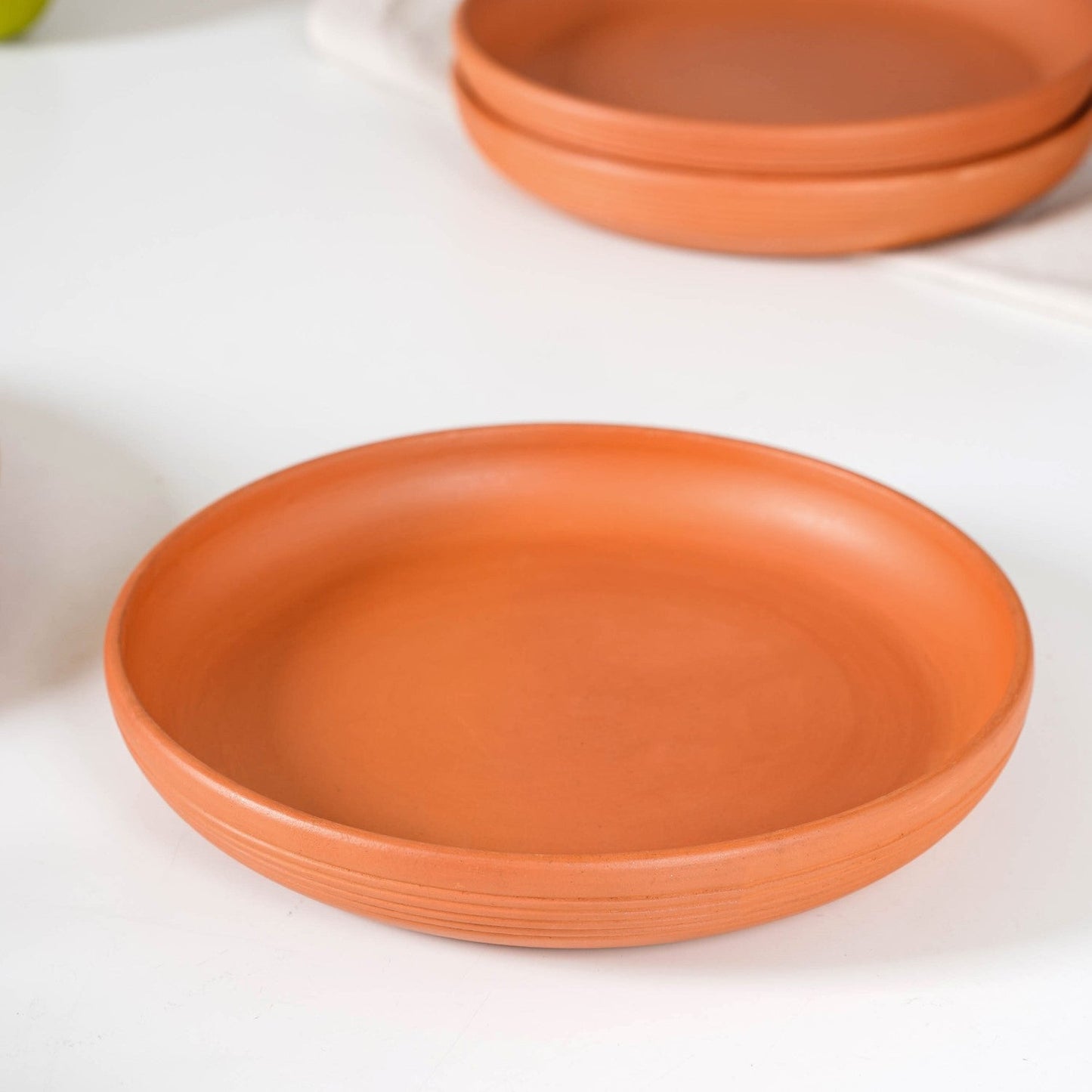 Engraved Terracotta Dinner Plates Set Of 4 9 Inch