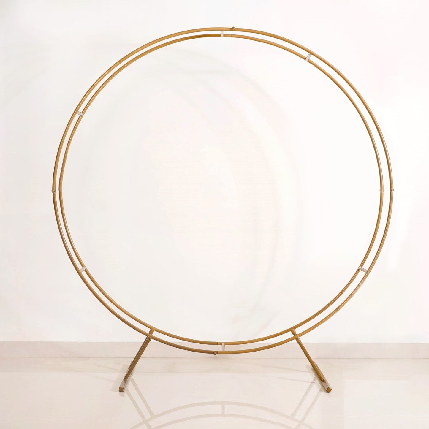 Gold Rings Backdrop Metal Frame With Floral Decorations 99 Inch