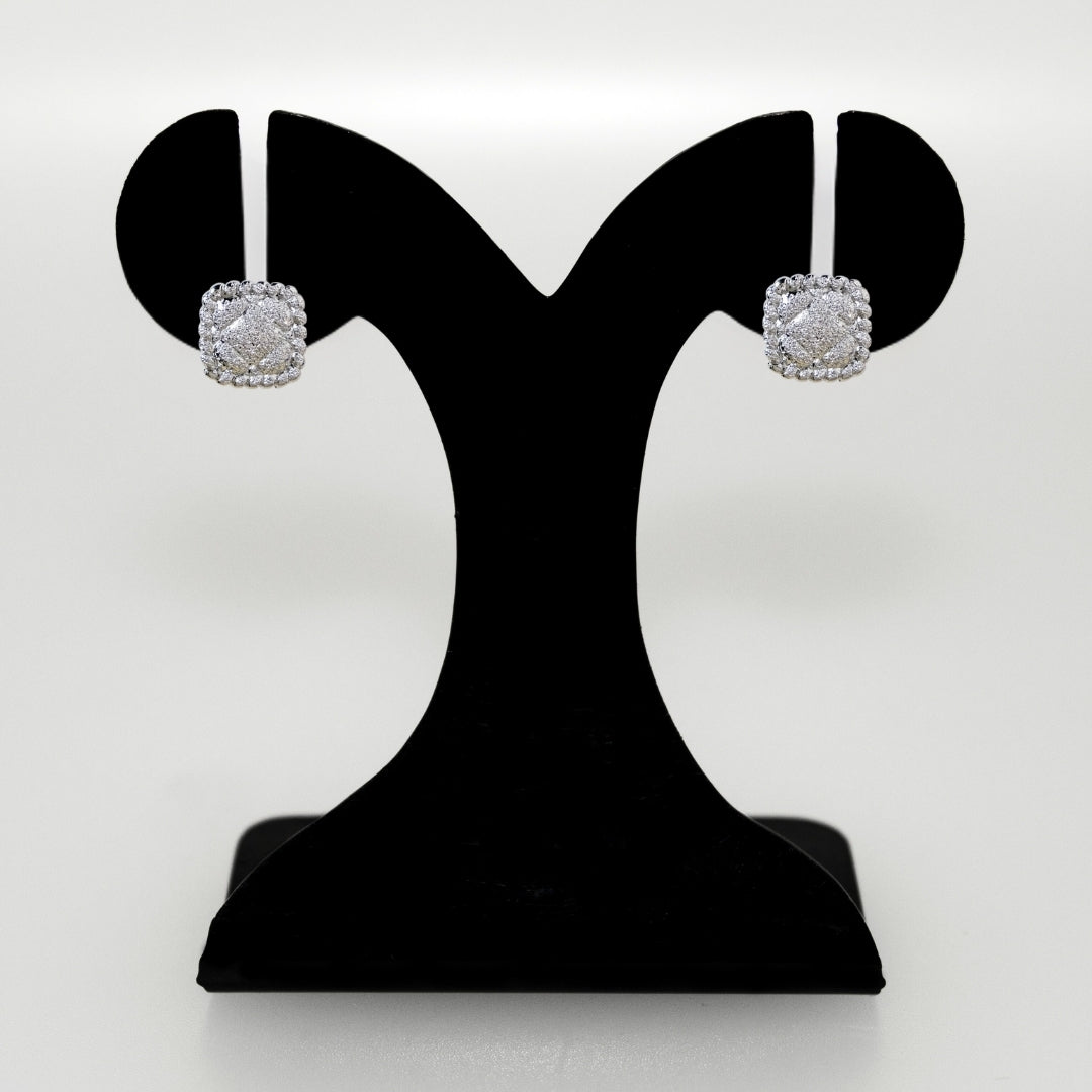 Ornate Foil Imprint Studs Silver