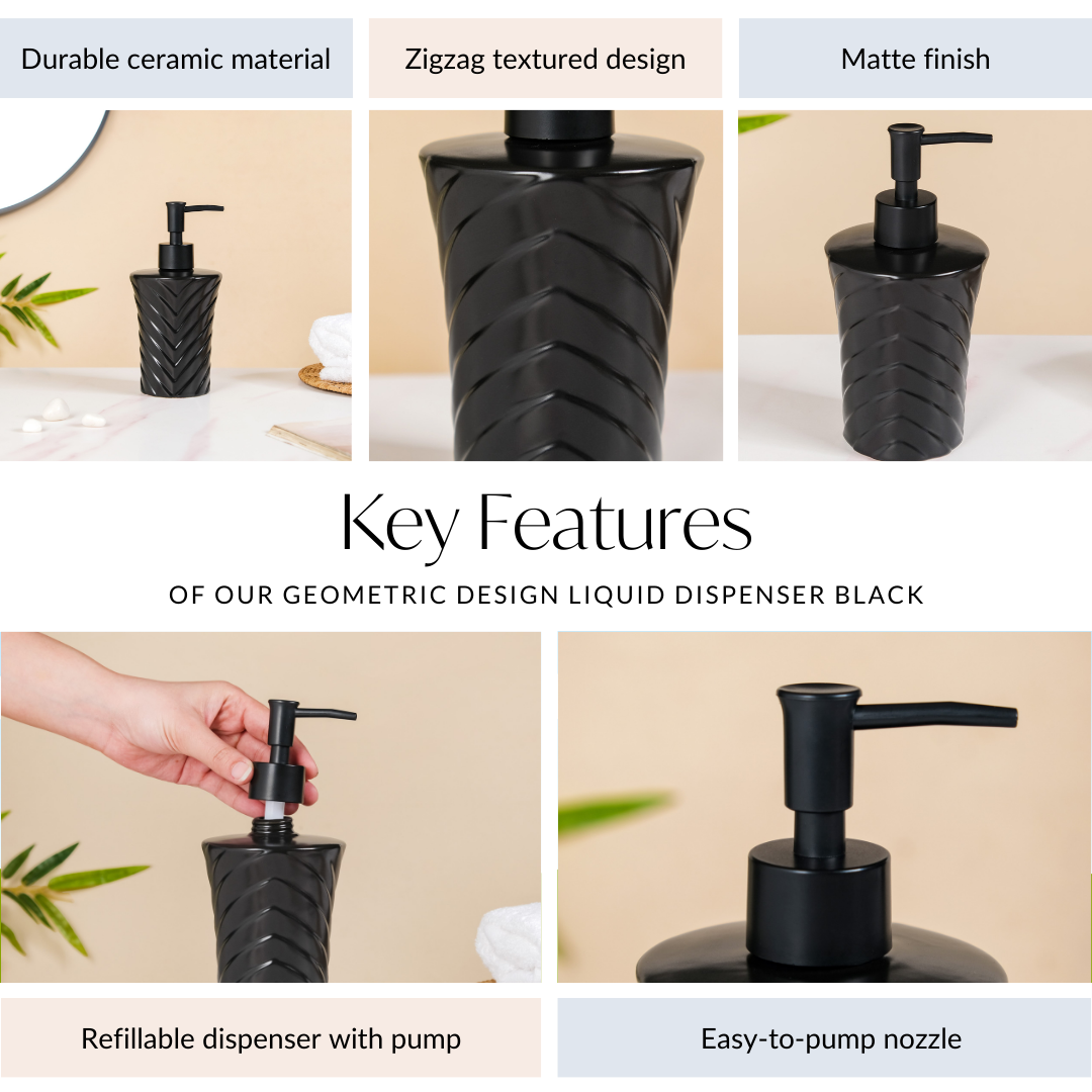 Geometric Design Liquid Dispenser Black 300ml