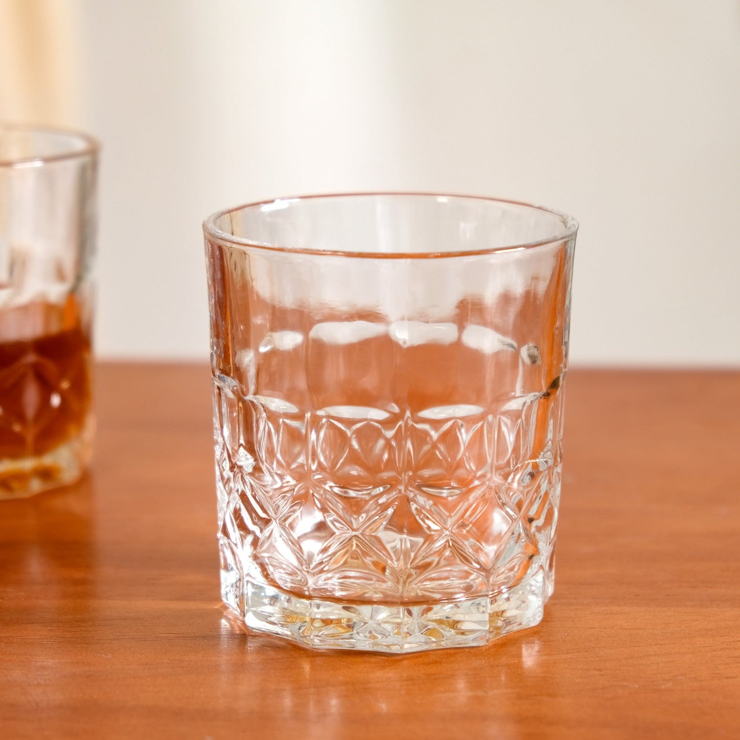 Geometric Embossed Scotch Glass Large Set Of 6 310ml