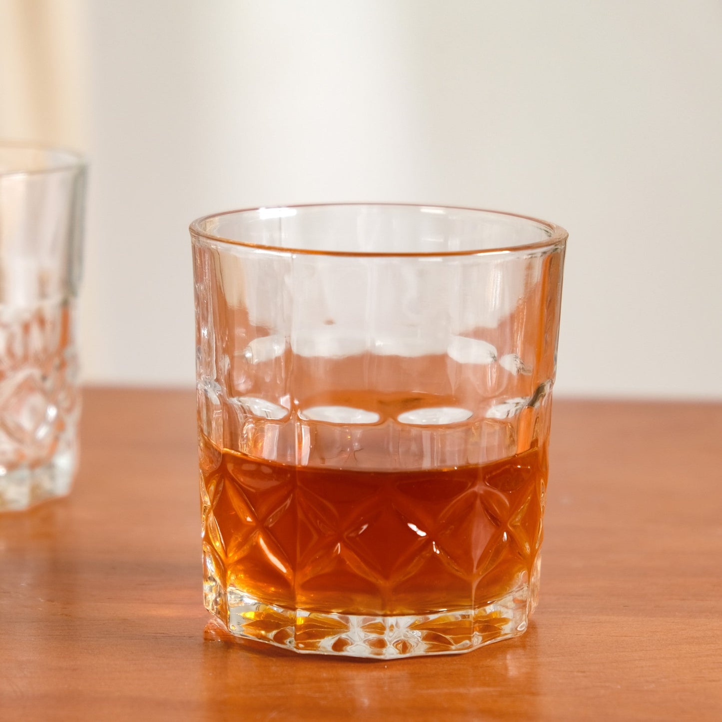 Geometric Embossed Scotch Glass Large Set Of 6 310ml