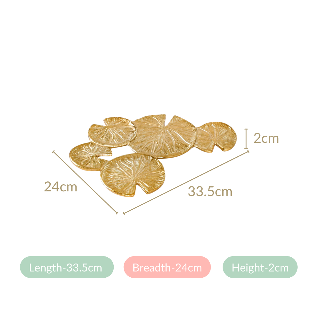 Golden Lotus Leaf Cluster Decorative Tray