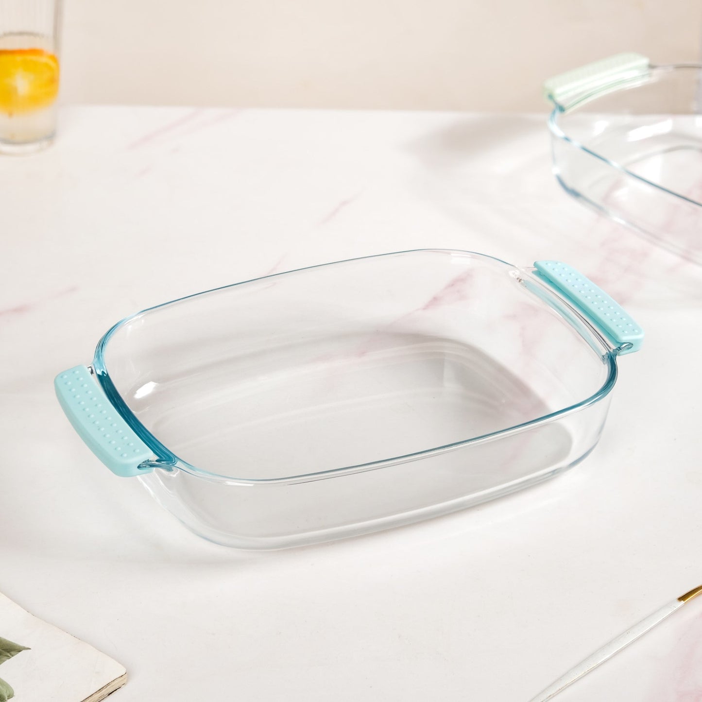 Glass Baking Dish with Heat Protectant Silicone Grips Set of 2