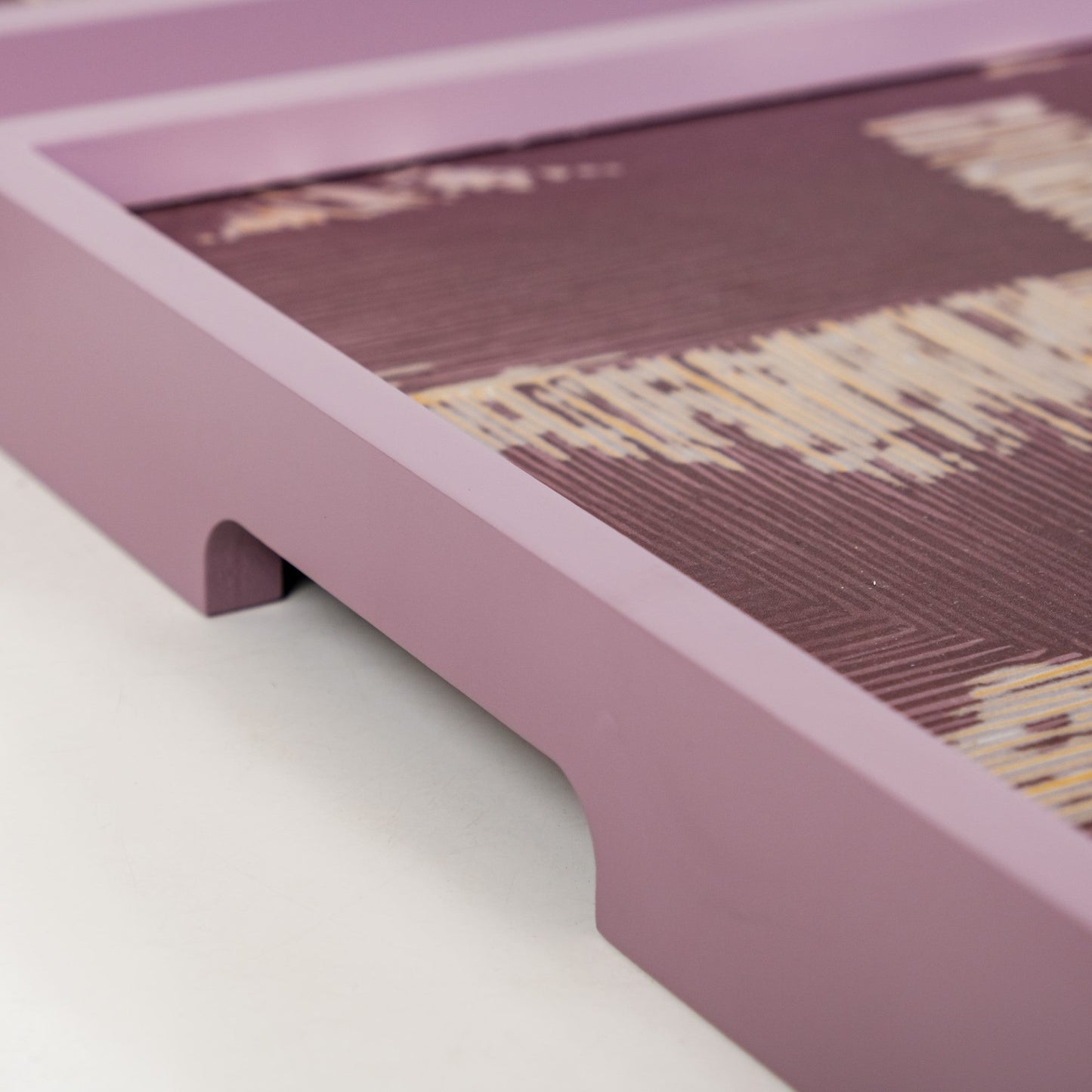 Modern Abstract Art Tray Set Of 2 Purple Matte Gold